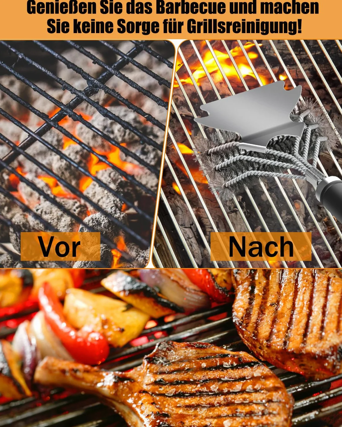 Szczotka do grilla ze stali nierdzewnej, szczotka do czyszczenia grilla, z długim uchwytem, ze stali nierdzewnej, szczotka do grilla gazowego, grilla na węgiel drzewny, grill elektryczny
