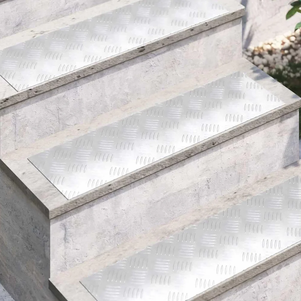 Stopnie schodowe, aluminiowe, srebrne, 70 x 20 cm, zestaw 4 sztuk, antypoślizgowe, trwałe, do użytku wewnątrz i na zewnątrz, bezpieczeństwo i ochrona
