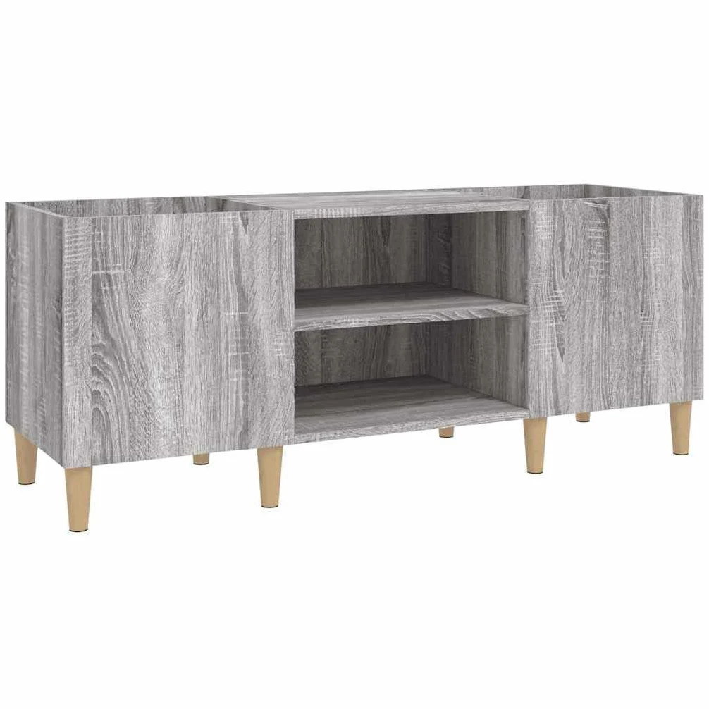 Sonoma szafka panelowa, szara, 121 x 38 x 48 cm, płyta drewnopochodna, miejsce do przechowywania płyt winylowych LP, stabilna płyta górna, szafka pod telewizor, szafka pomocnicza, szafka na akta
