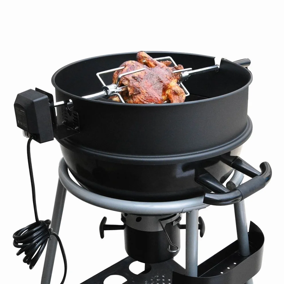 onlyfire Uniwersalny rożen obrotowy 57 cm zestaw do grilla kulistego pasuje Weber 2290 emaliowany czarny