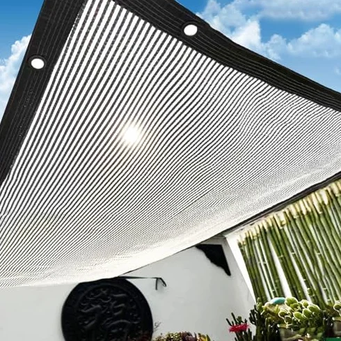 Aluminiowa siatka zacieniająca 55% UV 4x5m z przelotkami do szklarni i patio