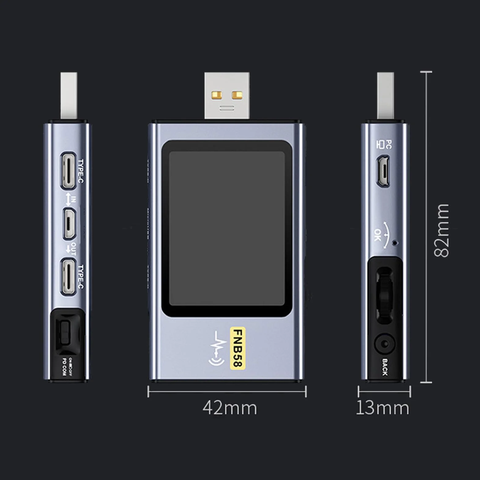 FTVOGUE Multimetrowa Zasilanie USB Prąd Prądowy Tester Mocy z 2,0 -calowym Wyświetlaczem HD LCD dla PD2.0 PD3.0 QC2.0 QC3.0