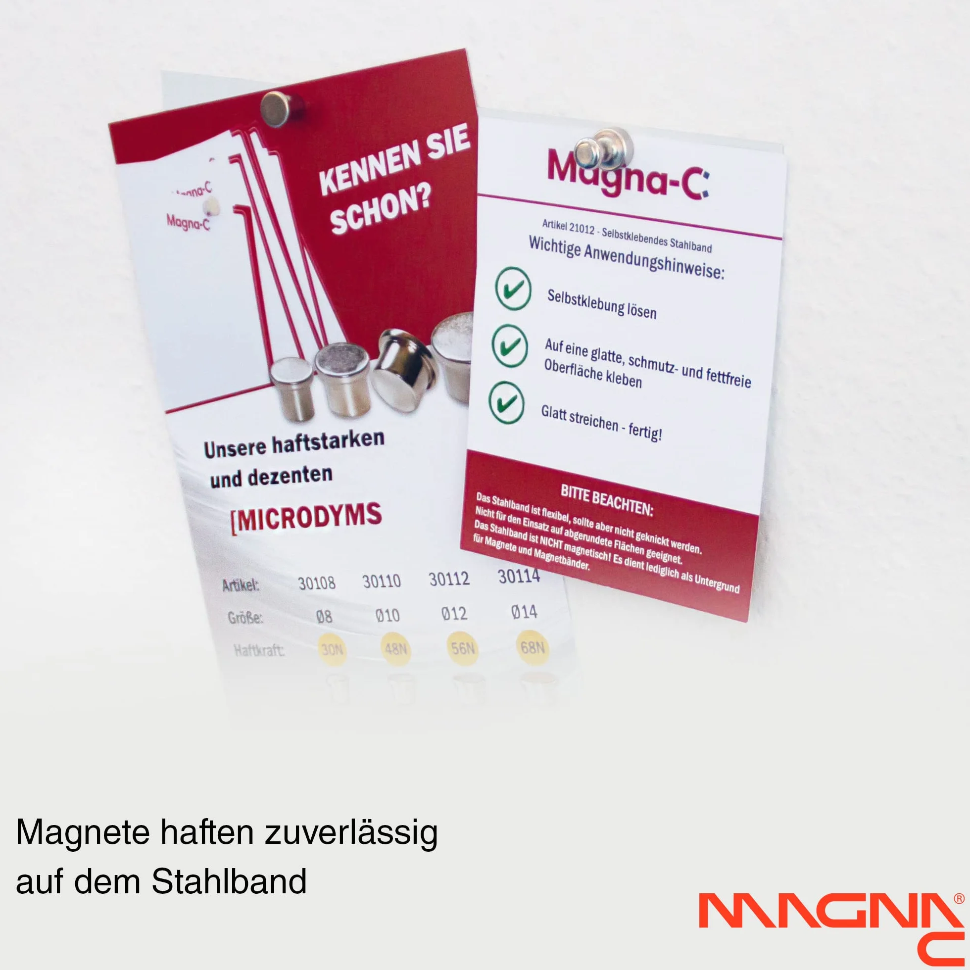 Magna-C® Samoprzylepna taśma metalowa, biała, podłoże pod magnesy, elastyczna i łatwa do przycięcia, 5 m x 20 mm x 1,2 mm