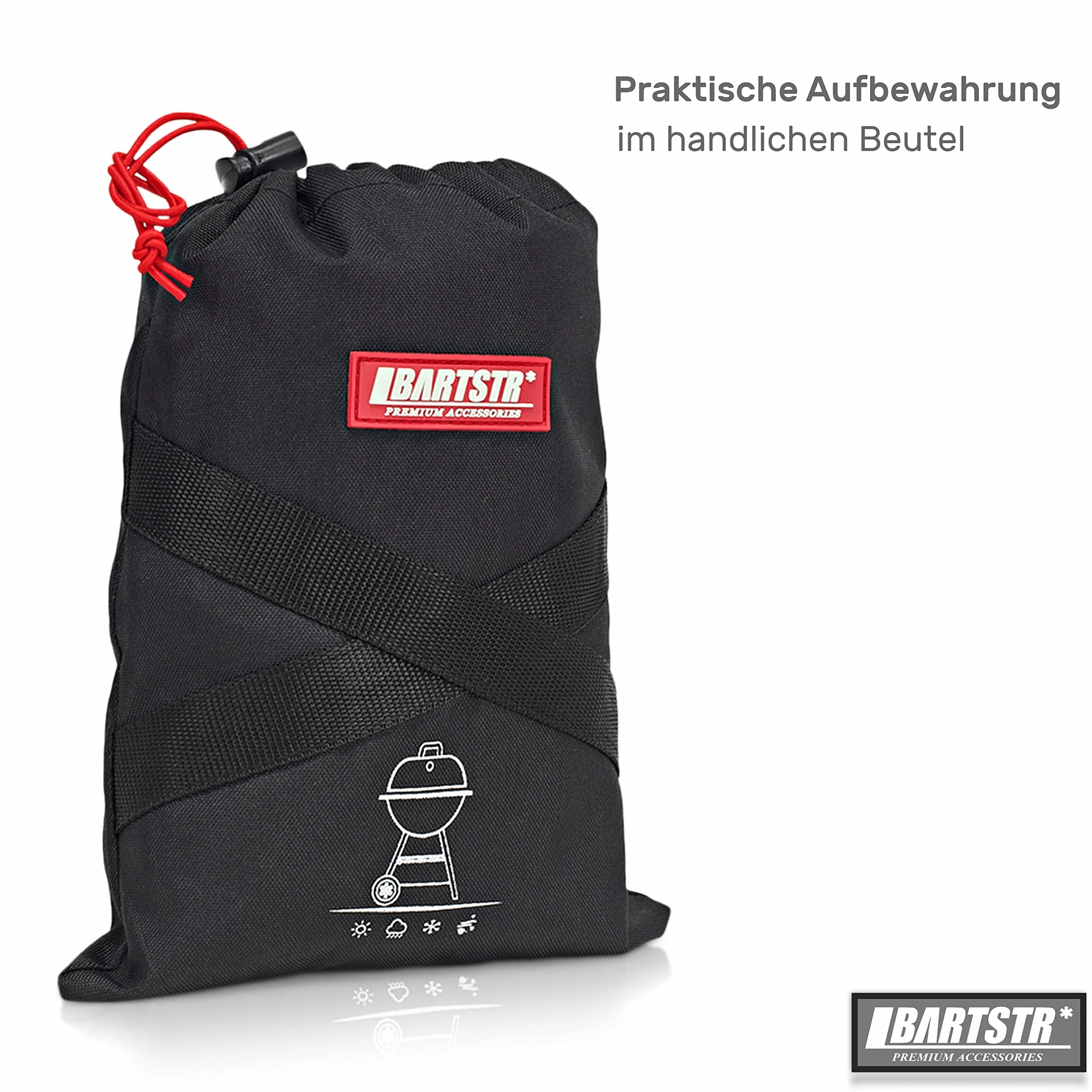 BARTSTR® Pokrywa grilla kulistego 47 cm – 100% wodoszczelna i dodatkowa ochrona przed promieniowaniem UV – osłona grilla kulisty – osłona grilla