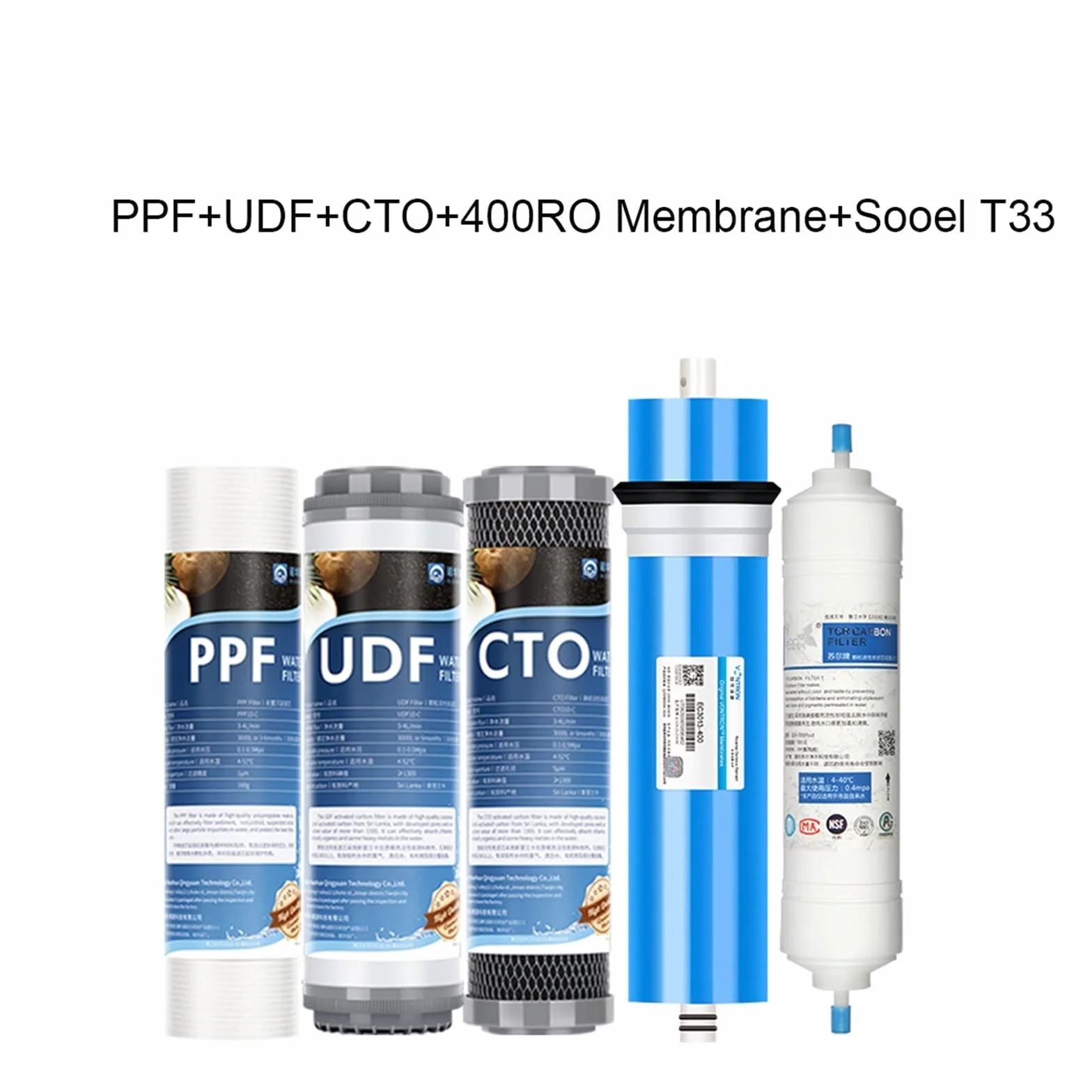 System filtrowania wody, Wkład filtra wody T33, bawełna PP, UDF odpowiedni do obudowy filtra wody, wkład T33, wymiana systemu membrany Ro(Set5)