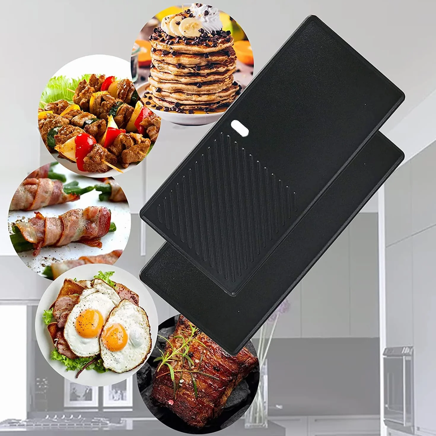 Denmay Żeliwna płyta grillowa, 43 x 21 cm, do Charbroil, Enders Boston 3, Enders Monroe 3 Pro, Landmann Triton 3&4, Profi Cook PC-GG 1058/1059, Barbecook Siesta 310 Broil King, 1 szt