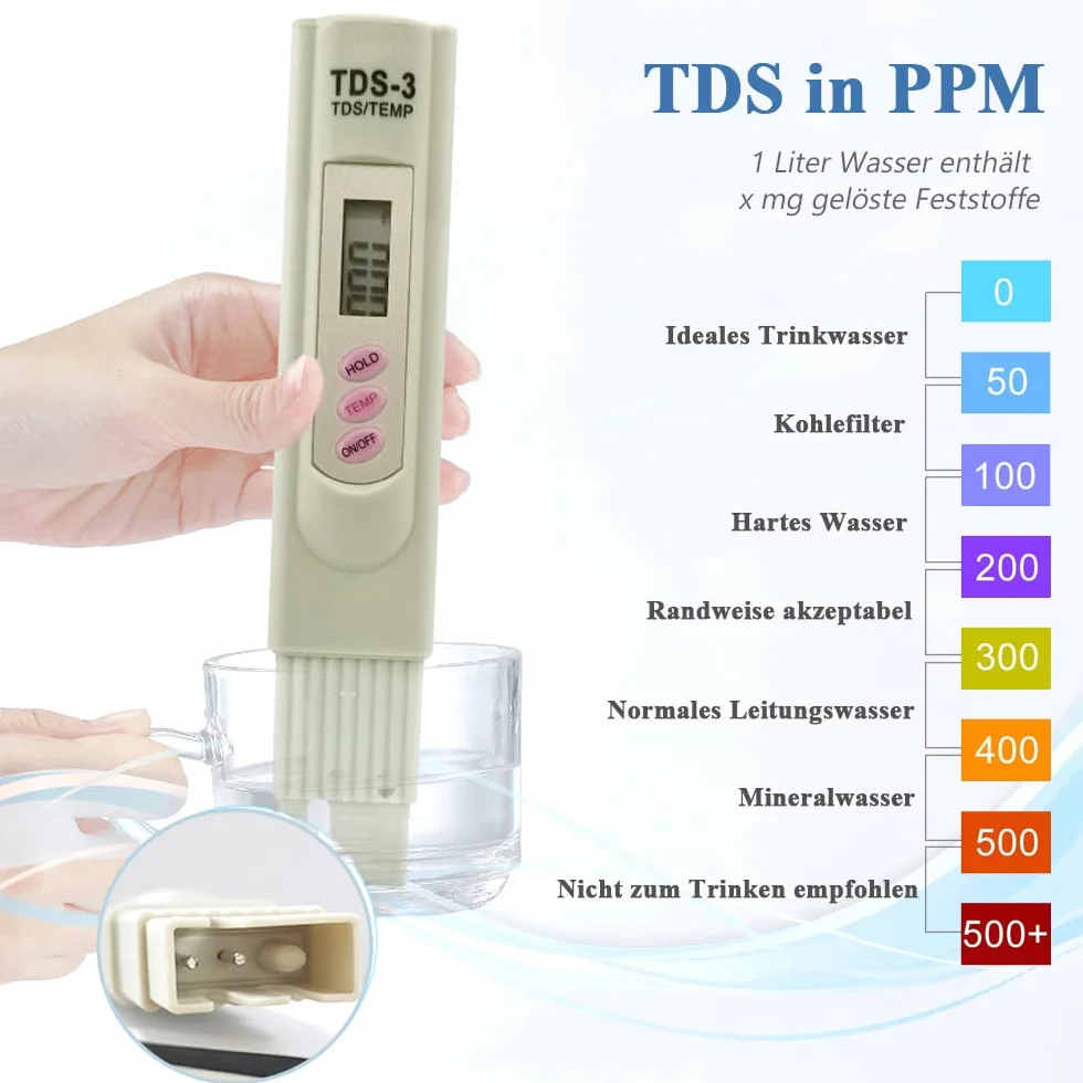 Mesee TDS3 tester jakości wody, miernik TDS z wyświetlaczem LCD, ppm do wody pitnej