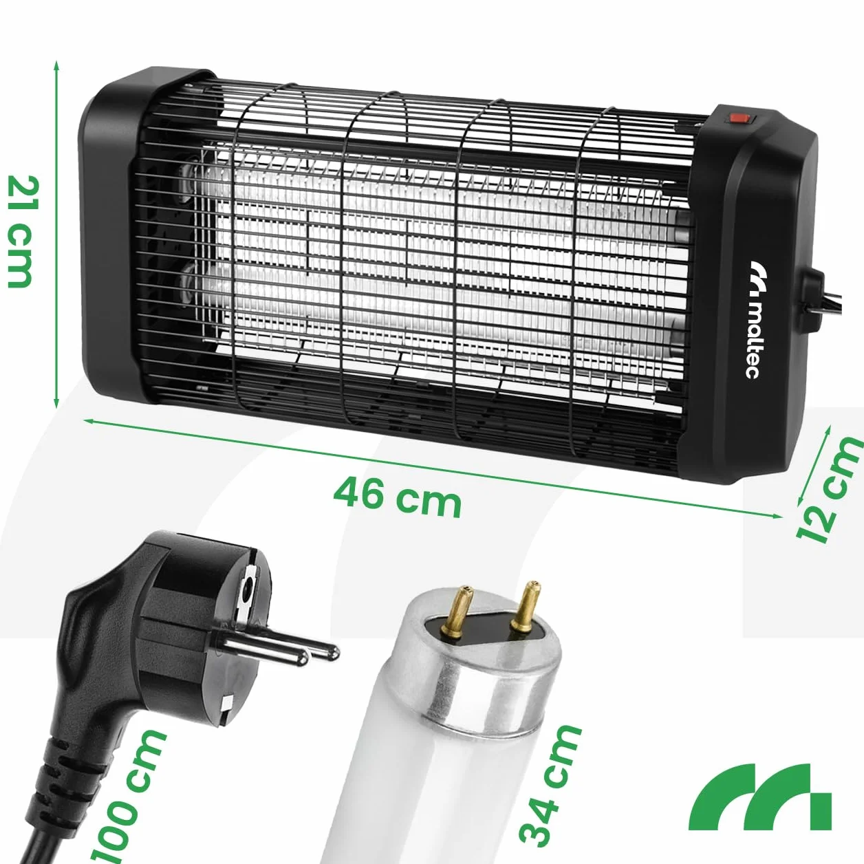 Lampa owadobójcza, lampa przeciw owadom, lampa MalTec 20 W, elektryczna, 3800 V, pułapka na muchy ze światłem UV