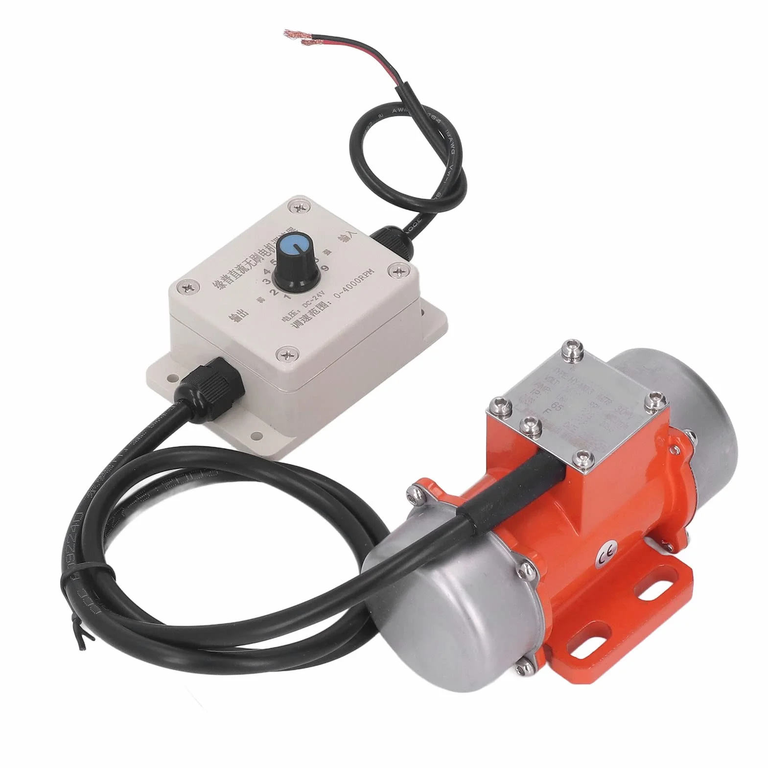Wibrator Do Betonu, 30W 4000 obr./min, Bezszczotkowy Silnik Wibracyjny DC24V, z Regulatorem Prędkości, IP65, Stop Aluminium