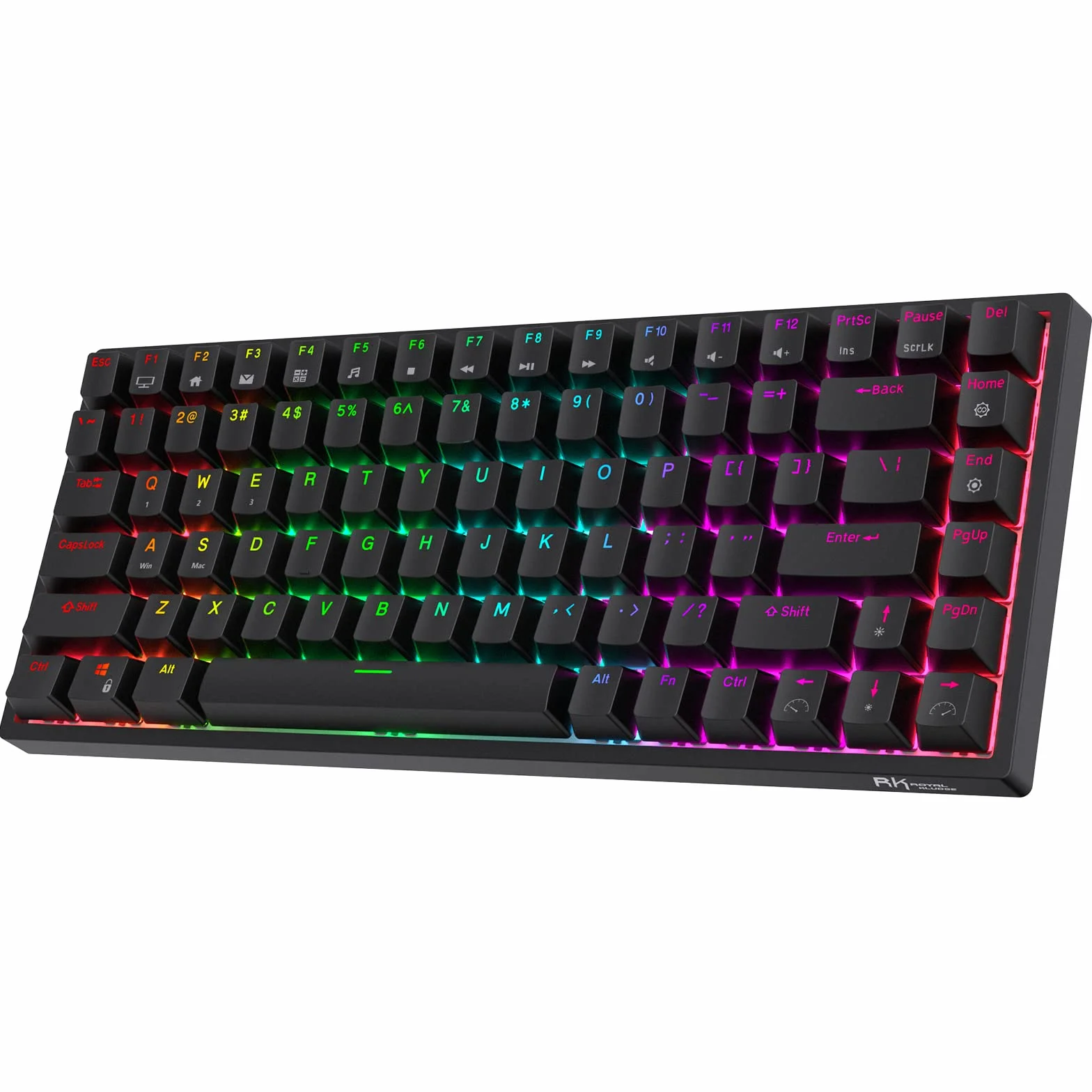 RK ROYAL KLUDGE RK84 Bezprzewodowy Bluetooth/2.4Ghz 80% RGB mechaniczna klawiatura do gier, trzy tryby podłączania klawiatury z Hot-Swappable cichy i liniowy czerwony przełącznik, czarny