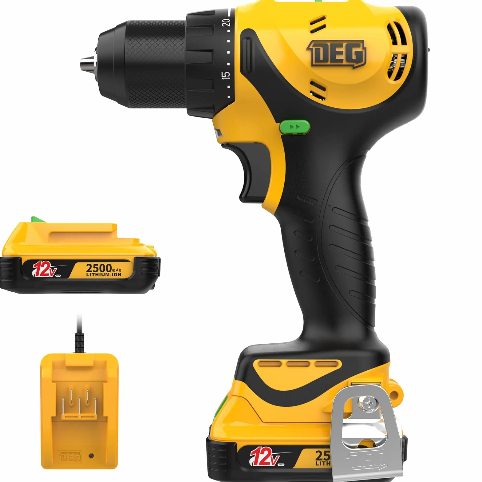 Wiertarka akumulatorowa 12 V Max z akumulatorem i ładowarką, uchwyt bezkluczykowy 3/20.3 cm, 2 zmienne prędkości, zestaw 20+1