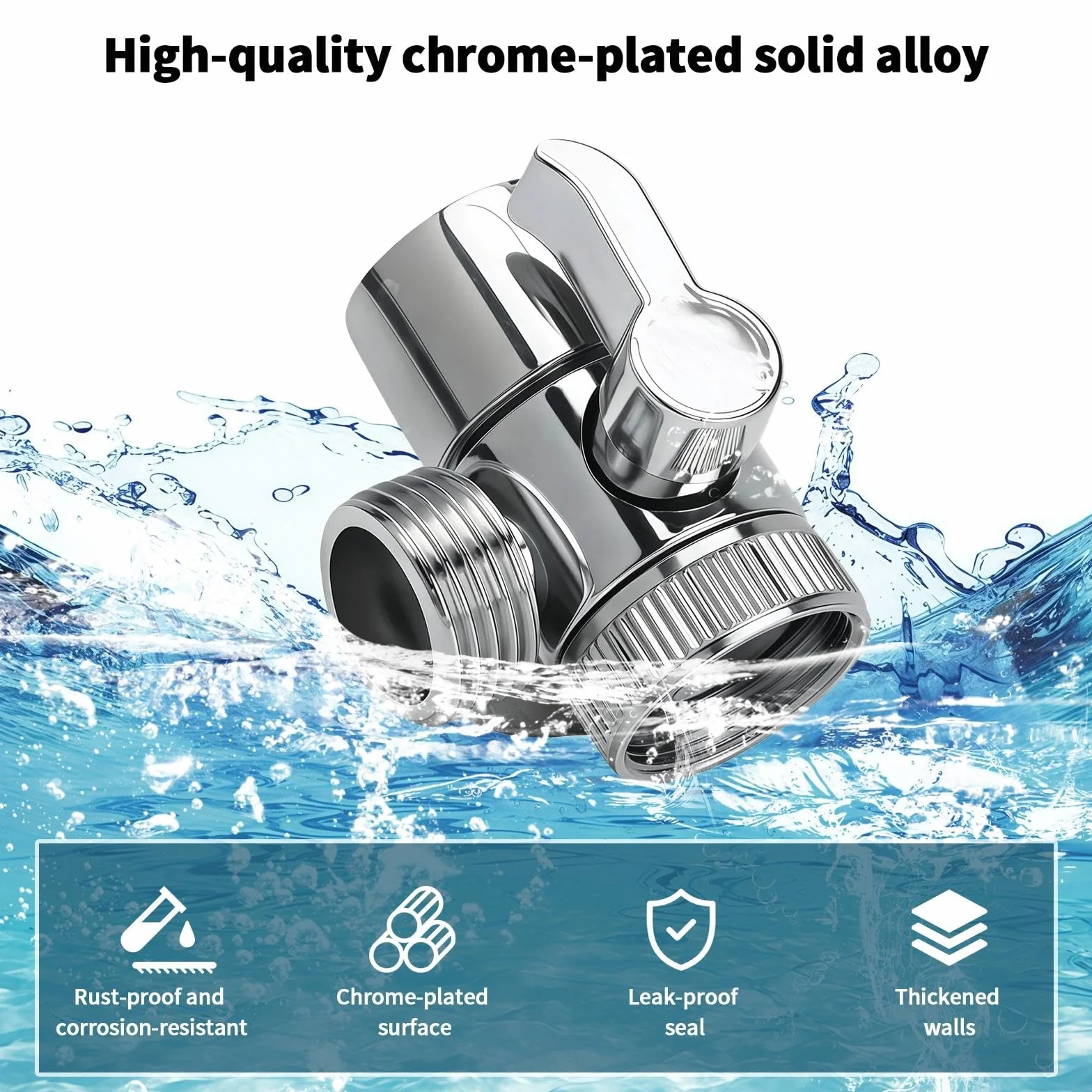VOSSOT 3-drożny zawór przełączający, metalowy adapter do kranu z gwintem wewnętrznym M22, gwintem zewnętrznym M24 i przyłączem węża G1/2, 3-drożny zawór odpowiedni do kuchni, łazienki, prysznica i