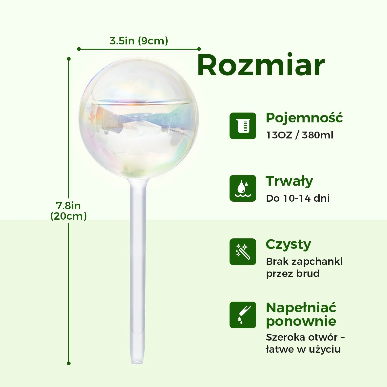 Bamworld Samonawadniające Kule do Podlewania Roślin Szklane Tęczowe Wkładki do Doniczek Samonawadniających Automatyczne Urządzenie do Podlewania Roślin Wnętrznych 2 Sztuki