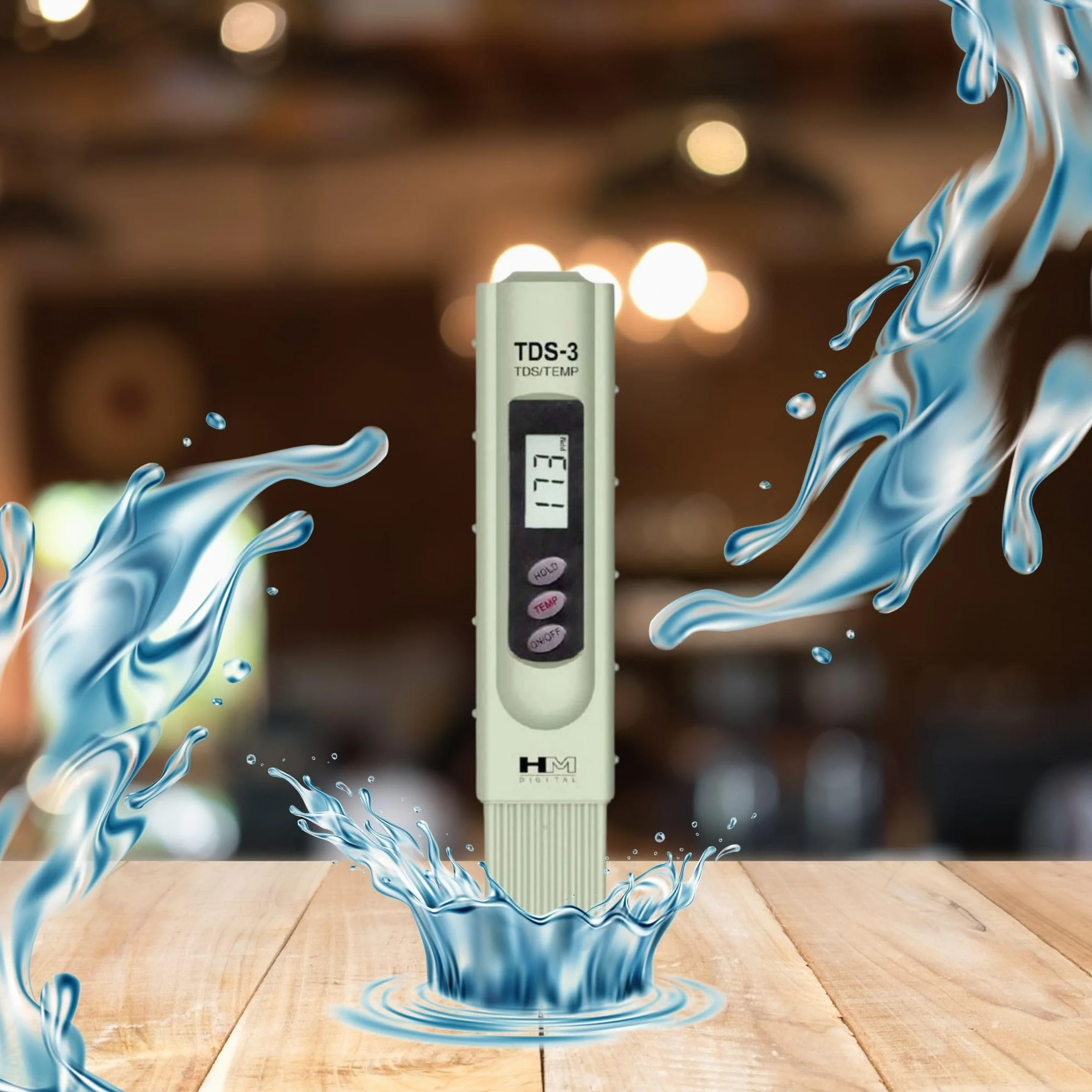 HM Digital Miernik TDS-3 TDS Ręczny tester TDS z dużym wyświetlaczem LCD zawiera test odczytu temperatury ATC do hydroponiki, ogrodnictwa, akwariów, basenów rafowych, uzdatniania wody