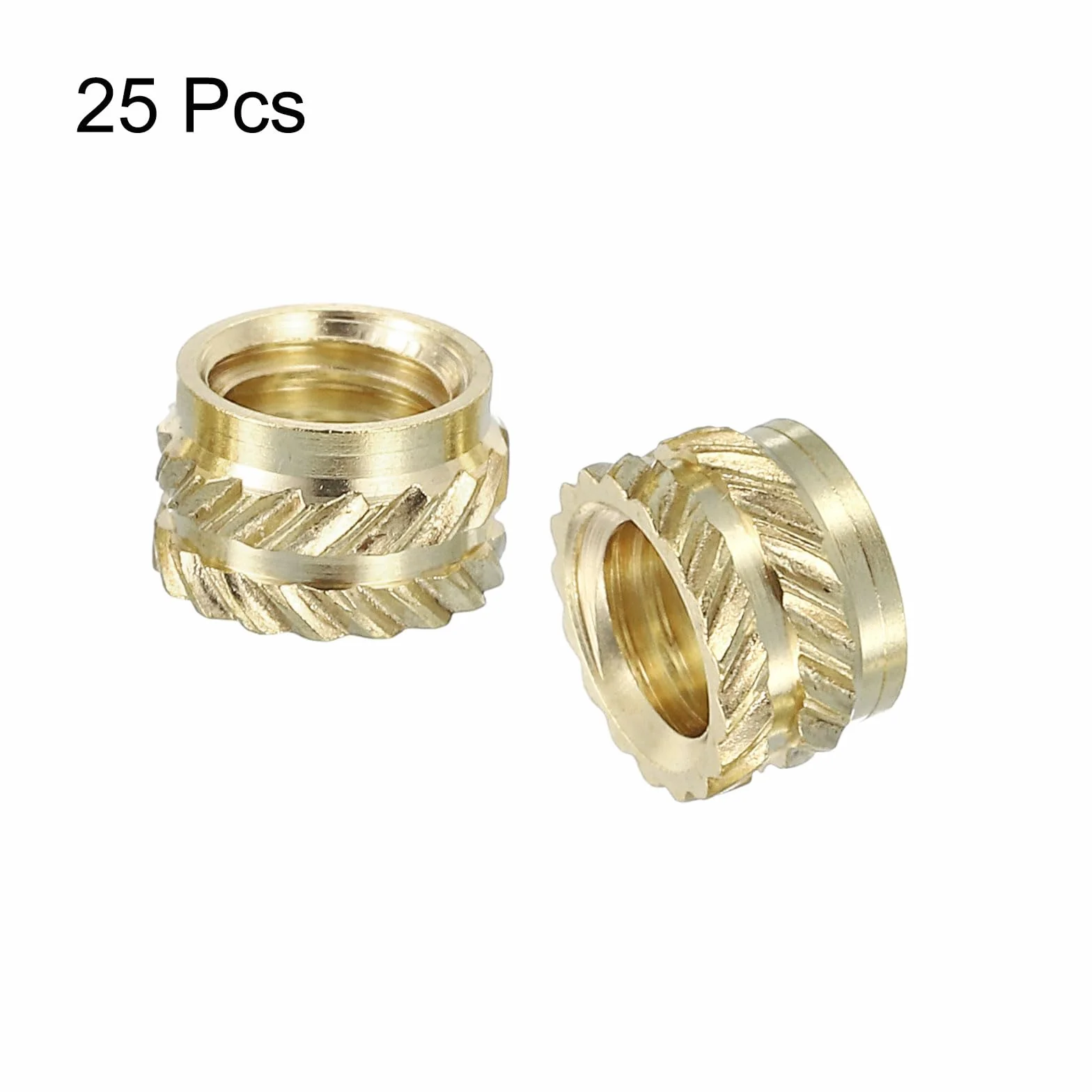 QUARKZMAN Nakrętki z wypustkami, 25 sztuk M6 x 5 mm L x 8 mm OD mosiężne nakrętki do drukowania 3D nakrętki gwintowane żeńskie mosiężne nakrętki