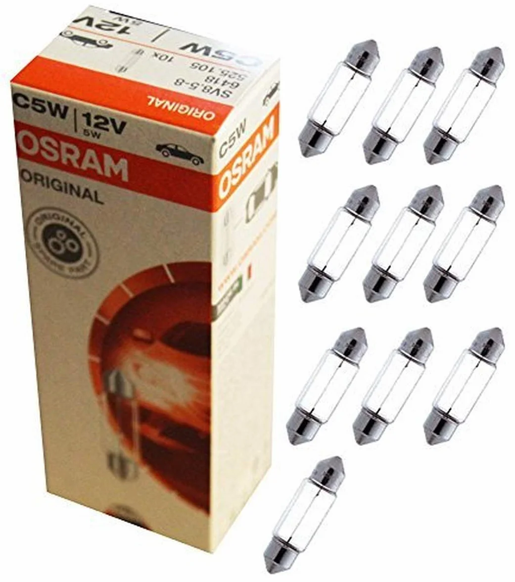 OSRAM ORIGINAL FESTOON, C5W Światła pomocnicze, 6418, 12,0 V, Składane pudełko (10 lampy)