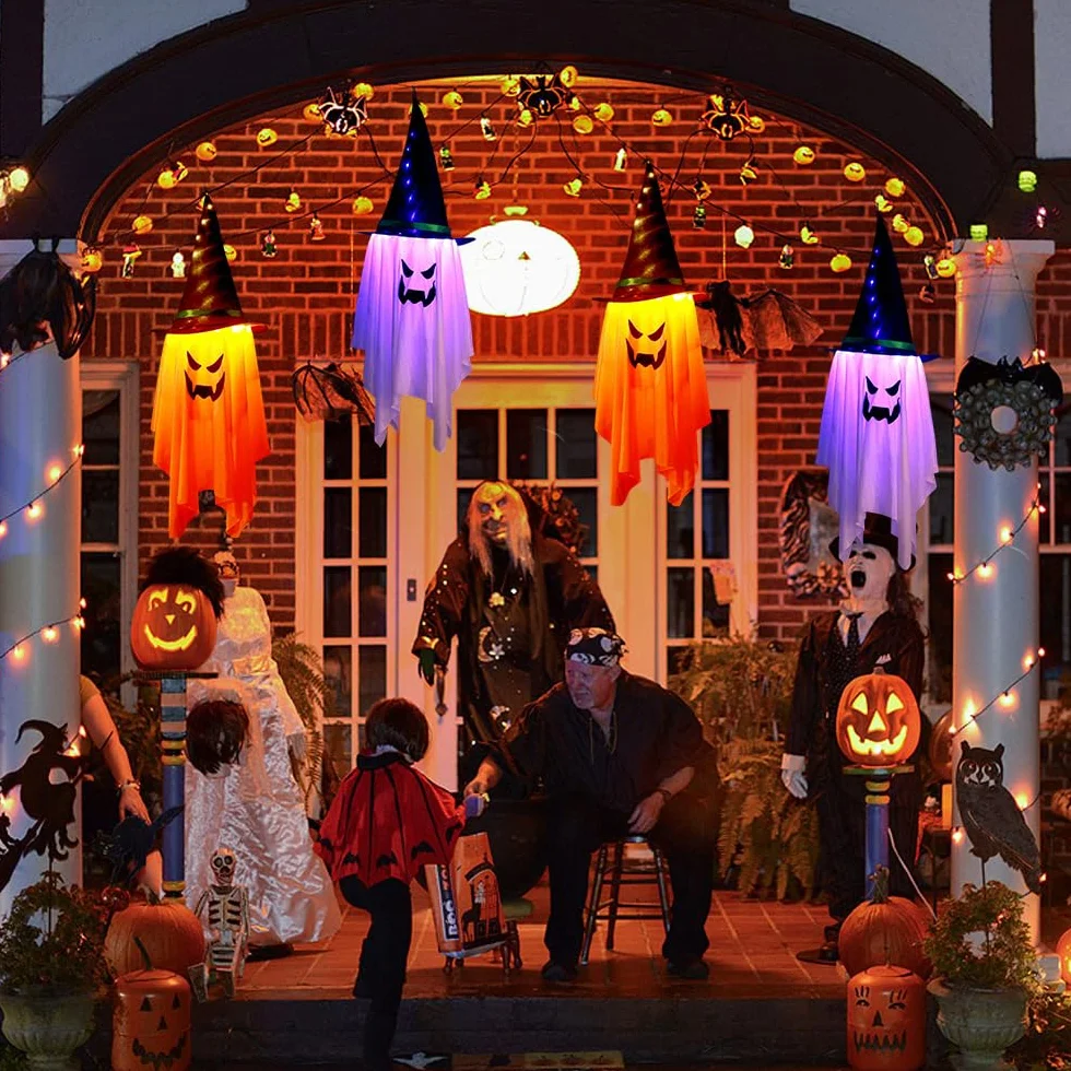 Duch Wiszące Światła LED Halloween 2 szt. Dekoracje Ogród Podwórko Drzewo