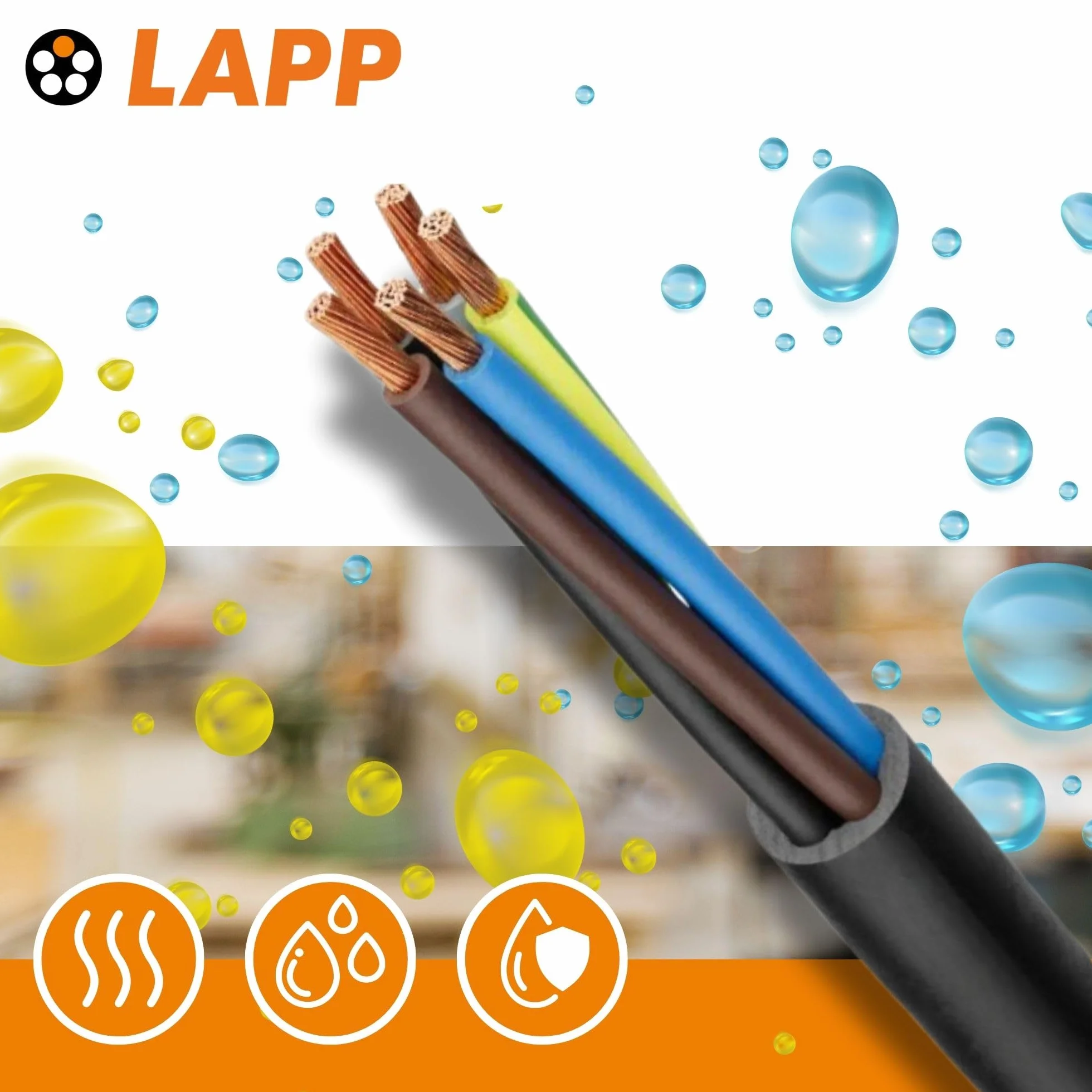 10 metrów Lapp 1600152 H07RN-F 7 x 2,5 mm², przewód gumowy, elastyczny z przewodem ochronnym, odporny na promieniowanie UV, do użytku na zewnątrz, odporny na olej, trudnopalny, przewód przyłączeniowy