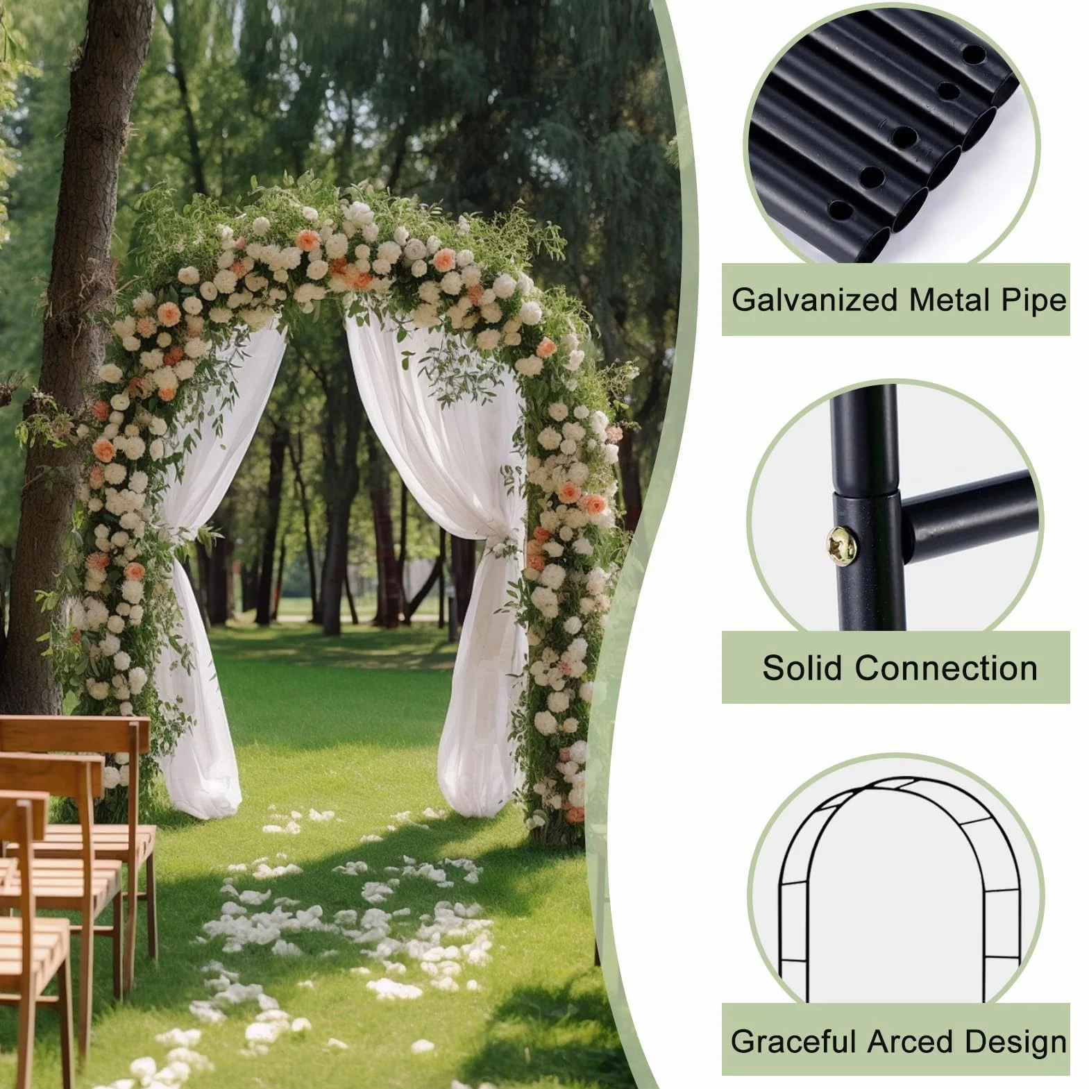 Łuk ogrodowy metalowa rama pergola altanka krata dla roślin 240x220x40 cm