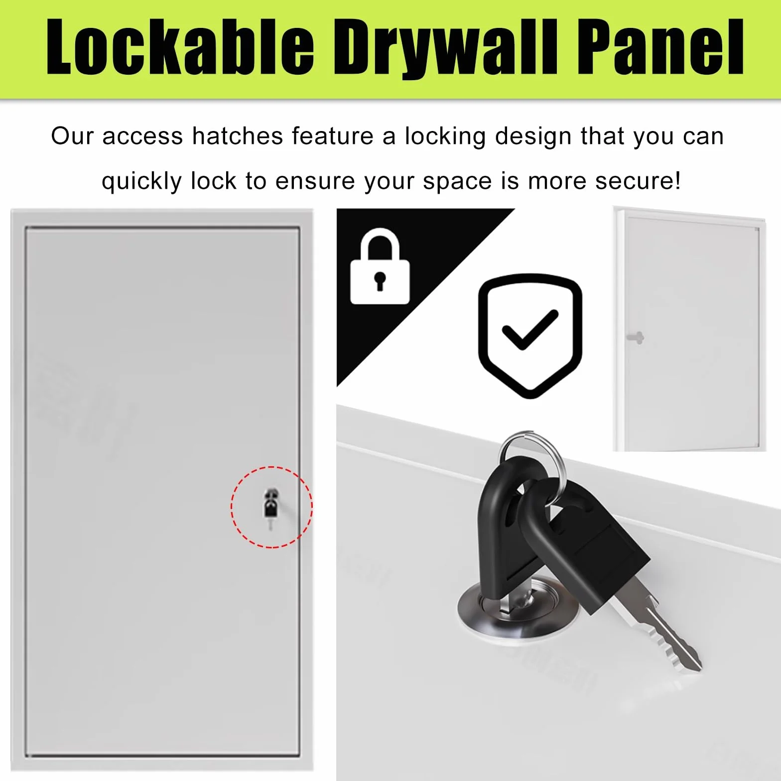 Zamykany aluminiowy panel dostępu do płyt kartonowo-gipsowych - konfigurowalne rozmiary(Black,38.1x66cm)