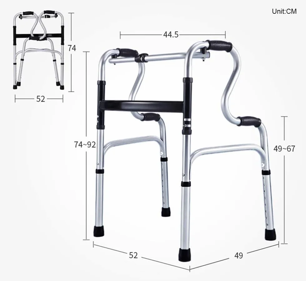 Chodziki Rollator dla seniorów, wózek inwalidzki staromodny składany chodzik aluminiowy chodzik na cztery stopy pomocniczy chodzik wózek inwalidzki Present
