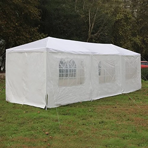 LARS360 Pawilon ogrodowy 3 x 9 m biały namiot z 8 ściankami bocznymi 6 okien stal wodoszczelny PE