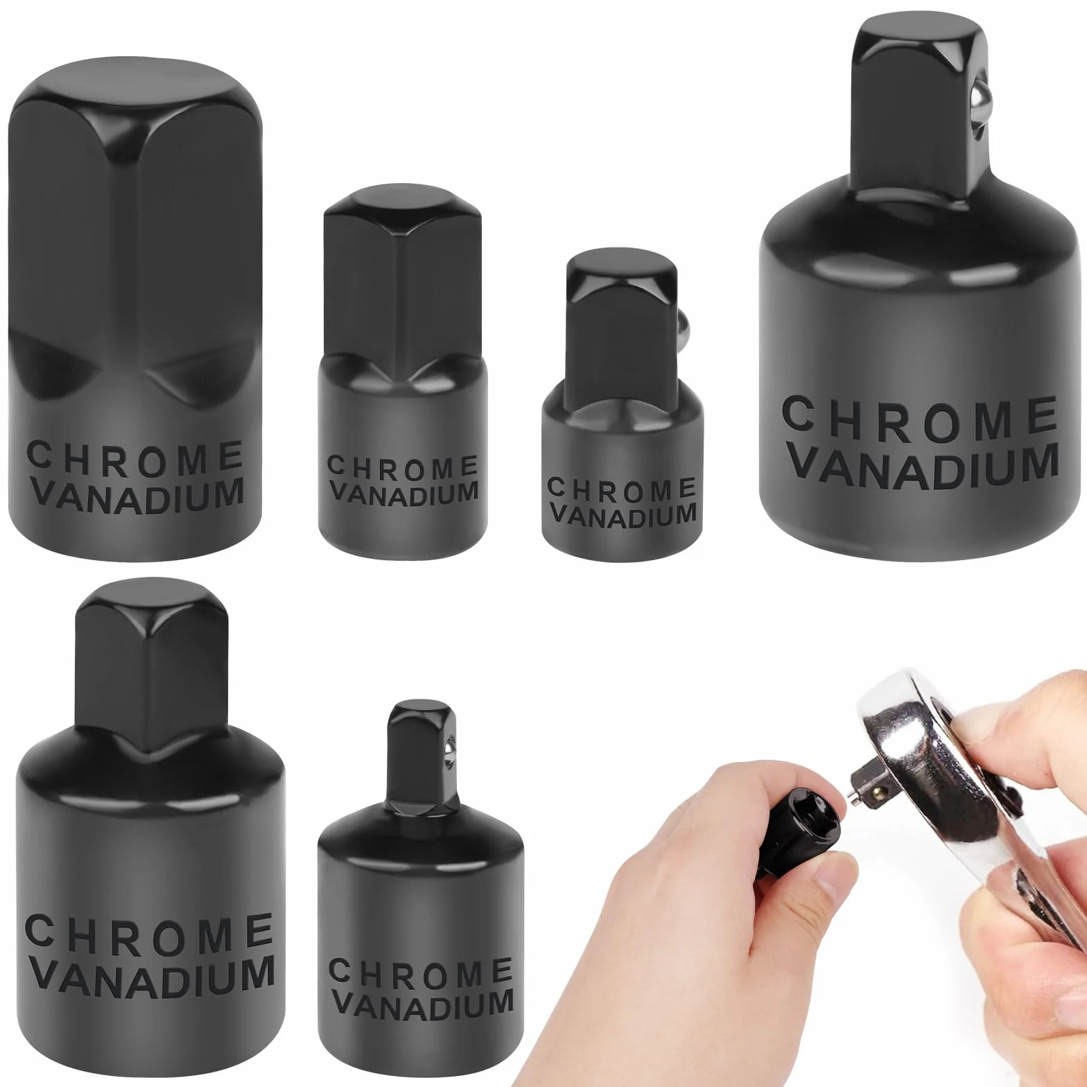 Flintronic Reduktor adaptera gniazda udarowego, 1/5.1 cm, zestaw nasadek skręcanych koła, adapter gniazda 1/10.2 cm, 3/20.3 cm, 1/5.1 cm, do nakrętek, wiertarek, gniazd, wkrętaków akumulatorowych