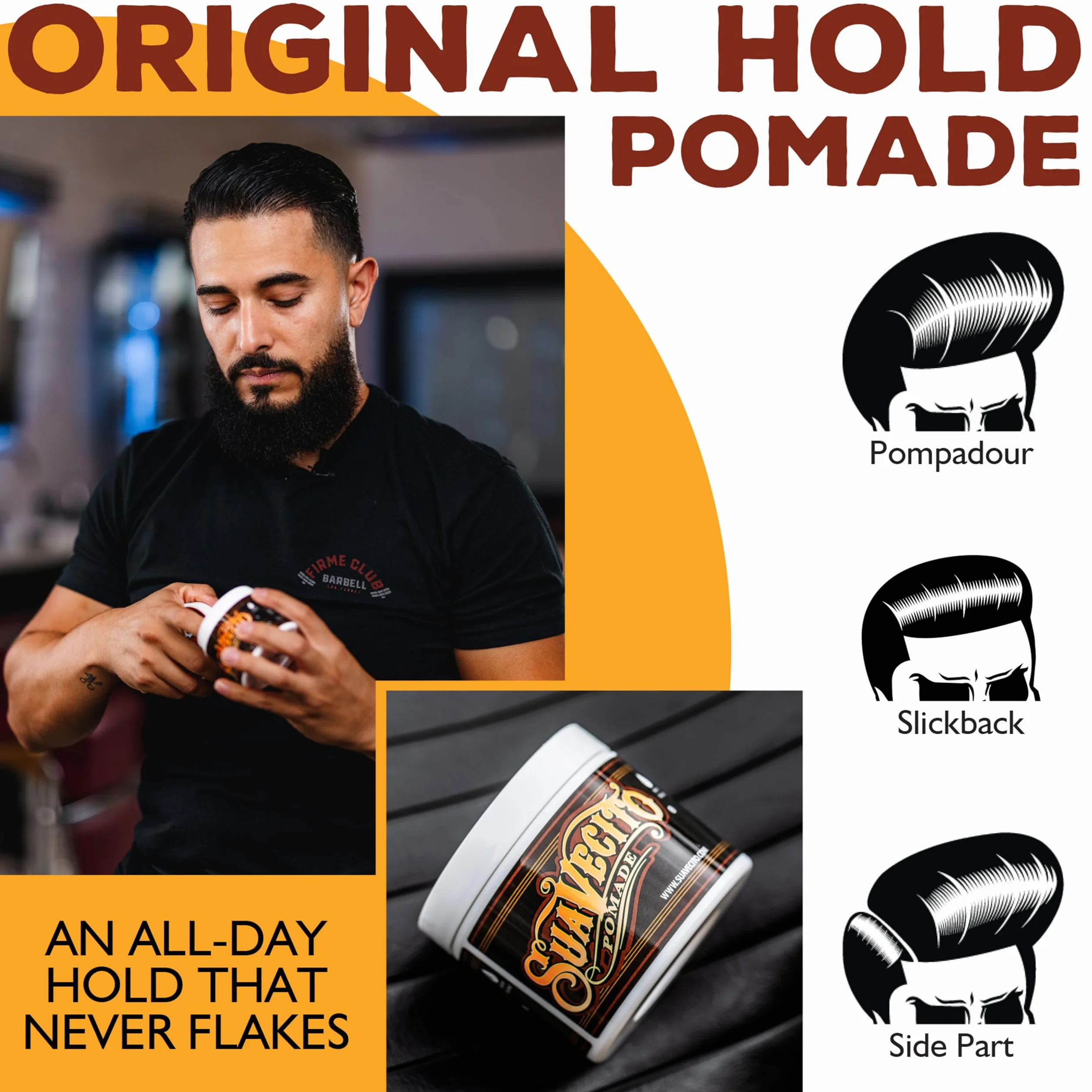 Suavecito Pomade Original Hold, Medium Hold Hair Pomade For Men, Medium Shine Water Based Wax, 4oz/113g