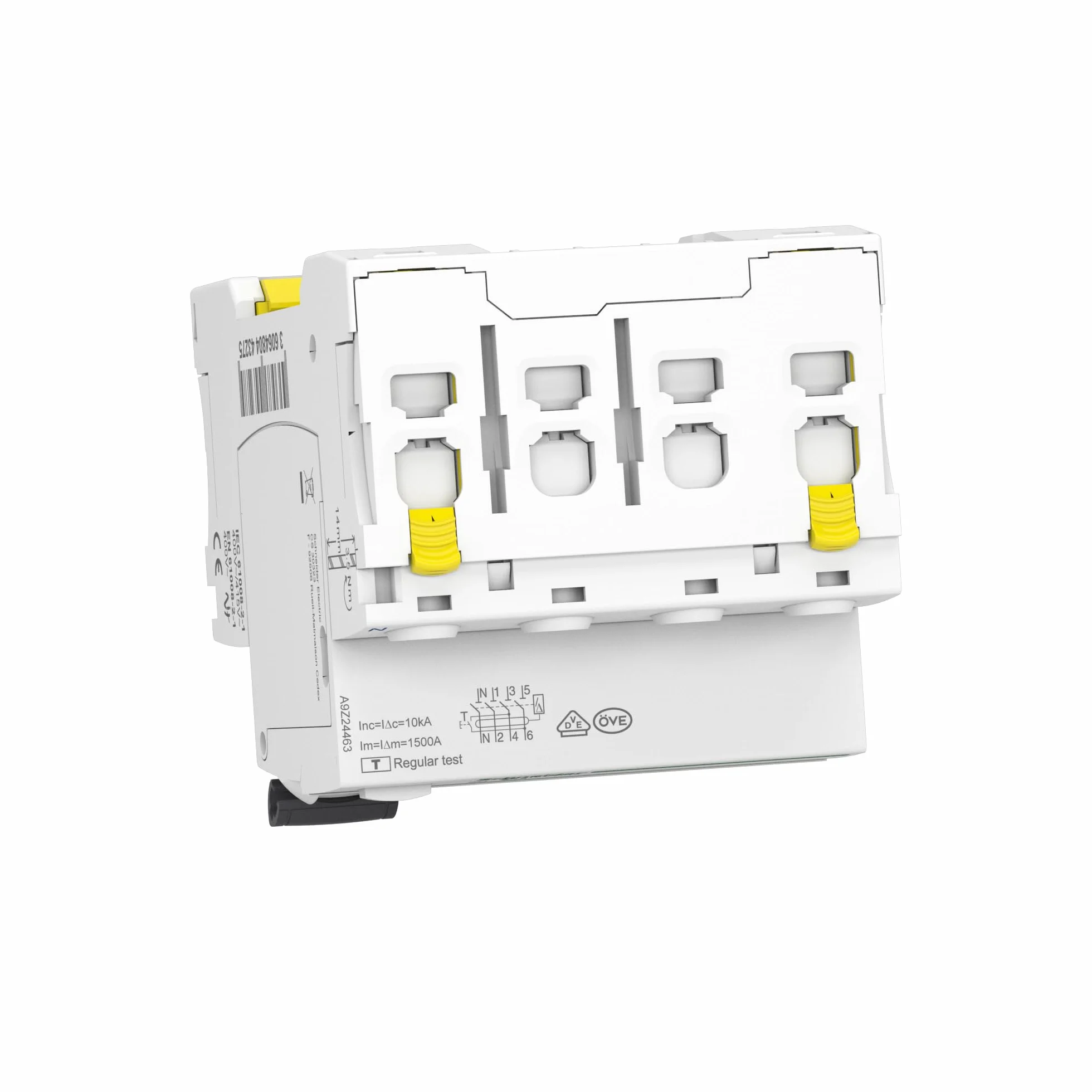 Schneider Electric Wyłącznik ochronny FI Acti9 iID, 4-biegunowy, 63 A, 300 mA, typ A, numer artykułu A9Z24463