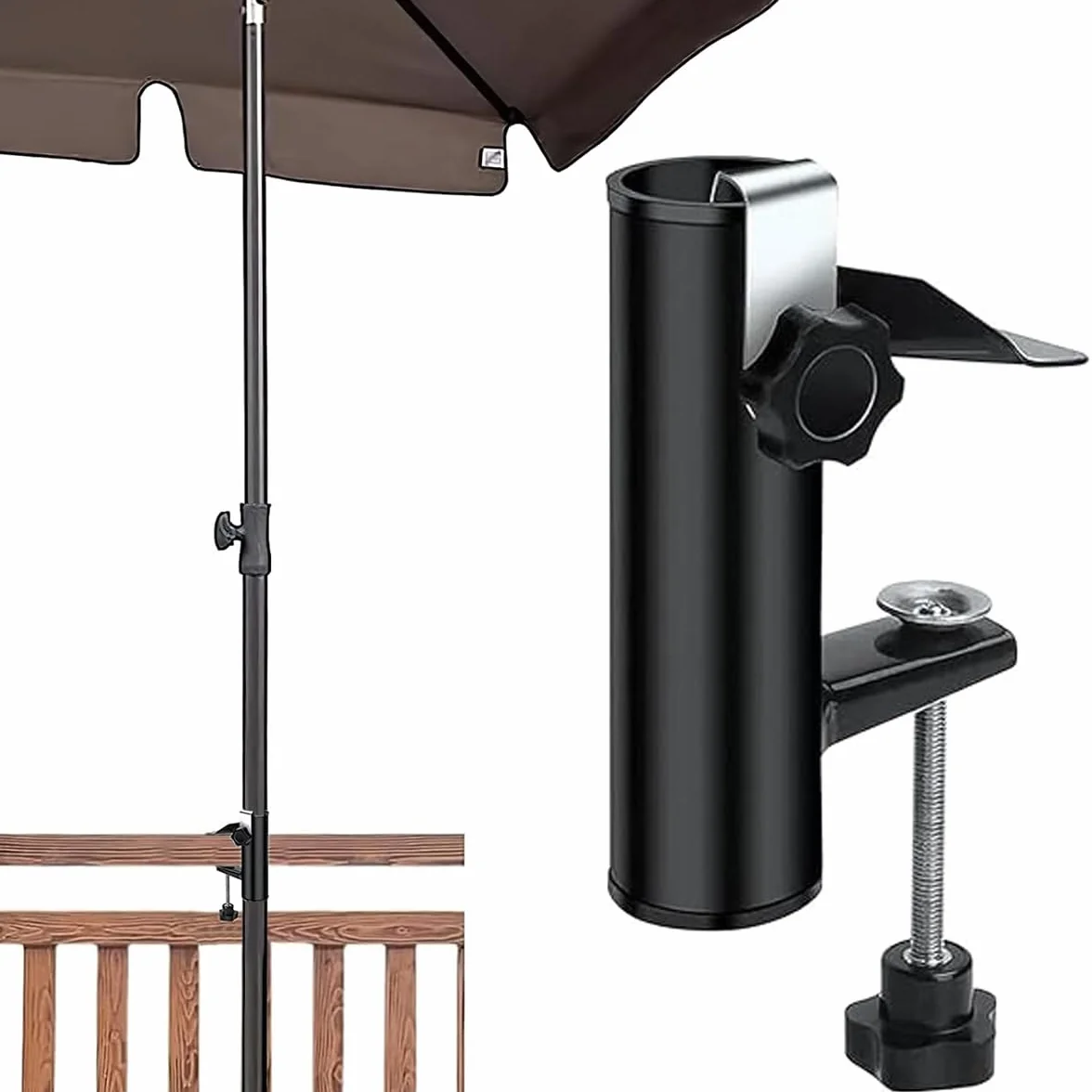 Uchwyt na parasol balkonowy, uchwyt na parasol przeciwsłoneczny, zacisk do parasola tarasowego, zacisk balkonowy, parasol ogrodowy, na imprezy na świeżym powietrzu, do ogrodu, na taras, balkon,