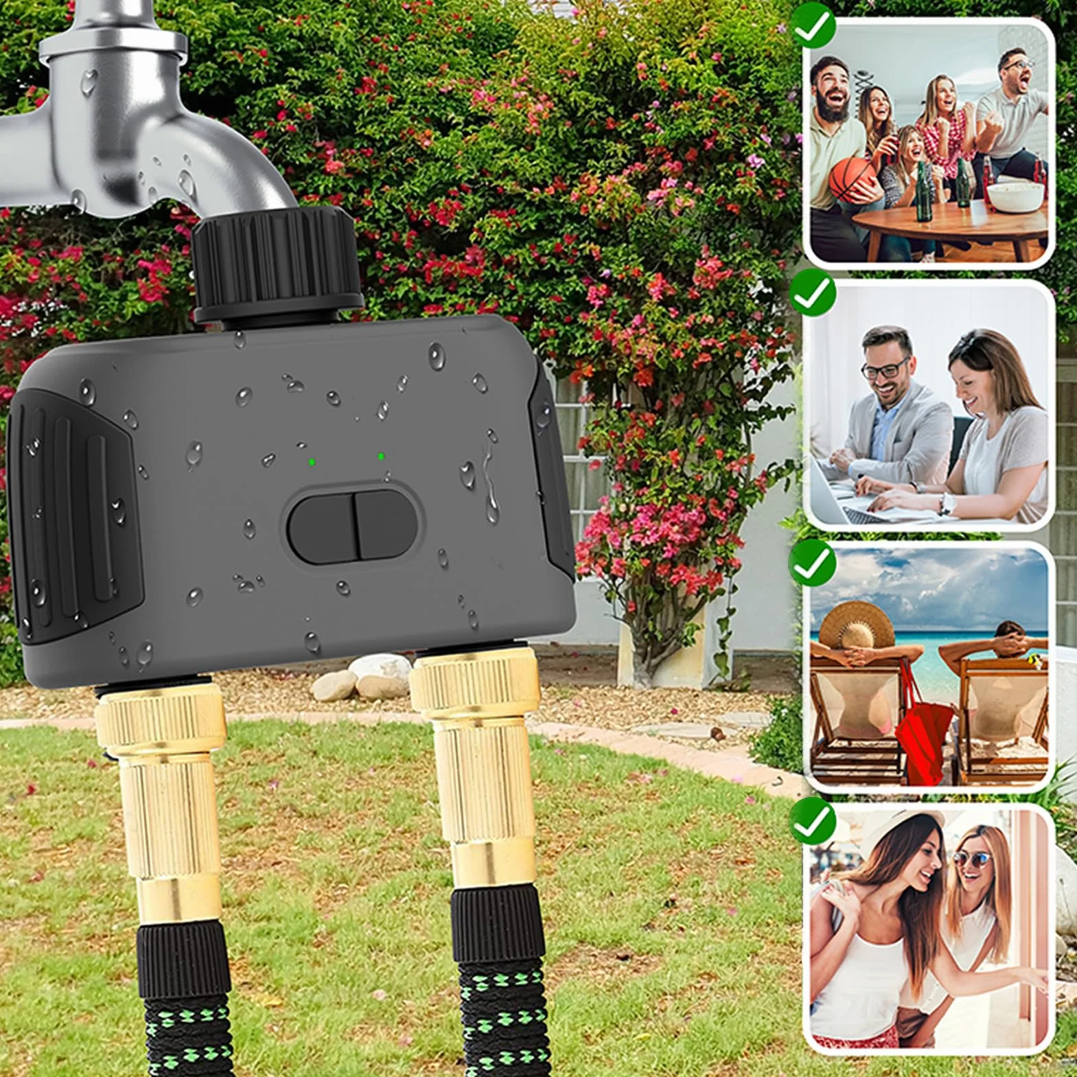 Zegar Nawadniania WiFi 2 Wyjścia Inteligentny Sterownik Zaworu Wodnego do Ogrodu