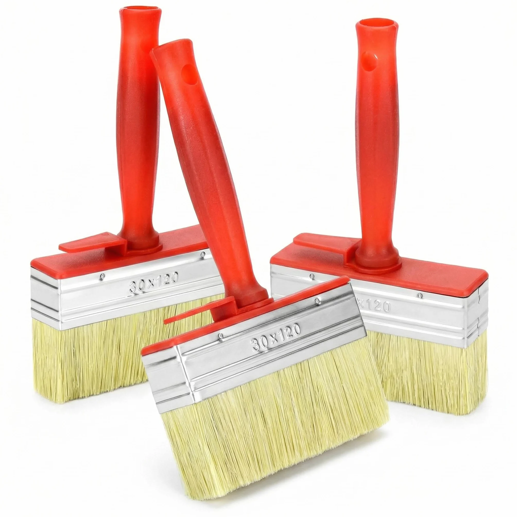 QWORK® 3-częściowy zestaw pędzli, szczotka ścienna, 30 x 120 mm, idealny do malowania na zewnątrz i prac konserwacyjnych