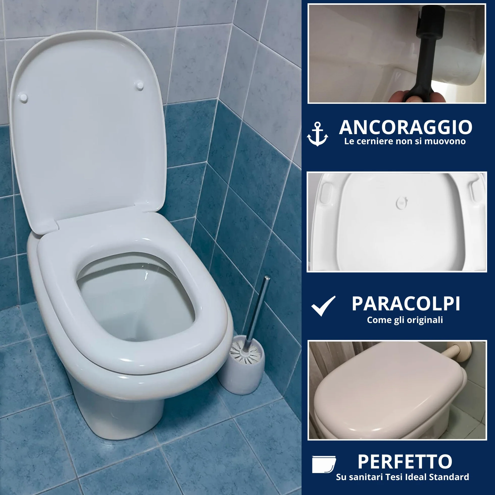 Ideal Standard Teza Jako Oryginalny , Termoutwardzalny Plastikowy Tablet Wc Z Stałymi Zawiasami Ze Stałymi Nierdzewną, Oś Wc Kolor Biały MADE we Włoszech