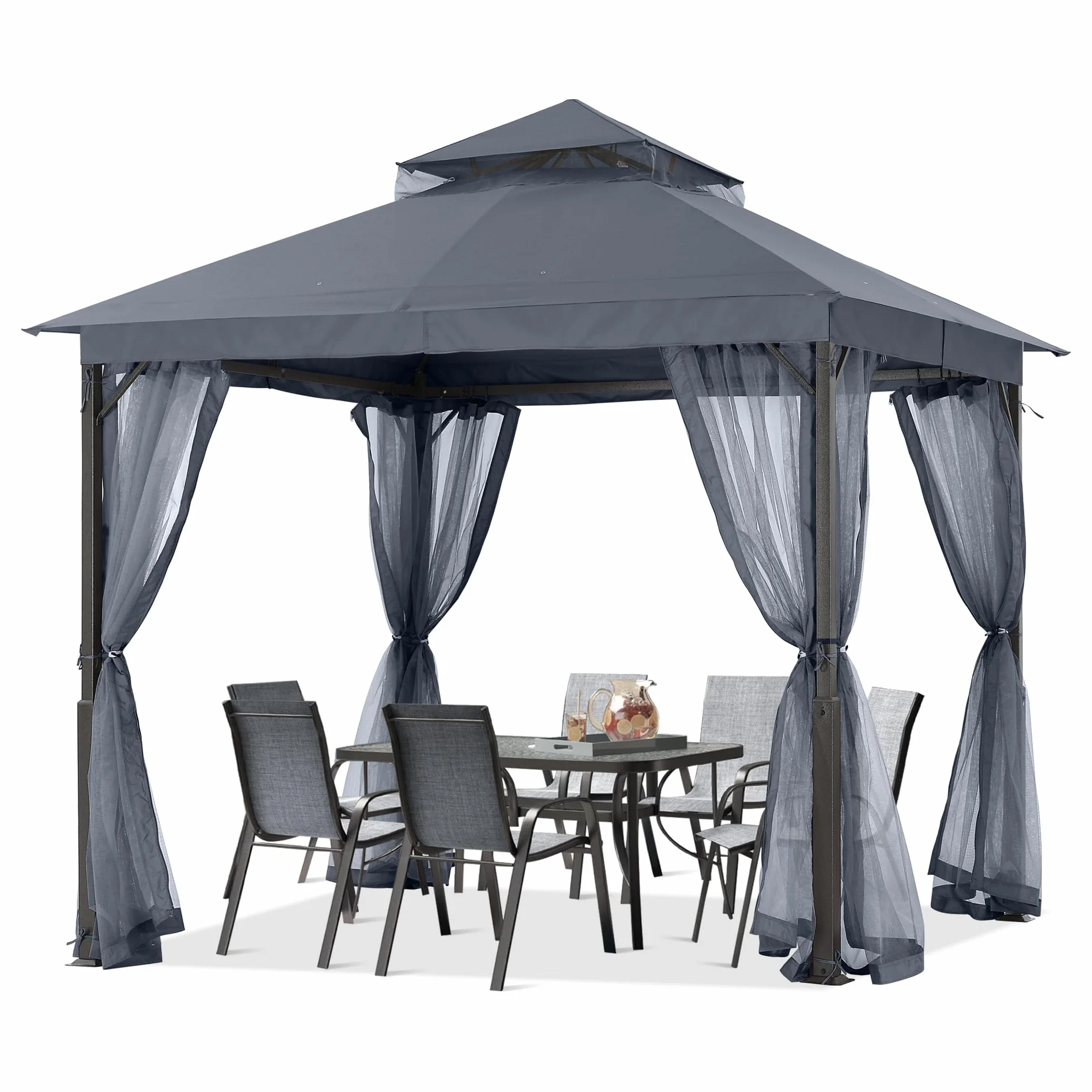ABCCANOPY Pawilon ogrodowy 2,5 x 2,5 m z podwójnym dachem siatką cień deszcz szary