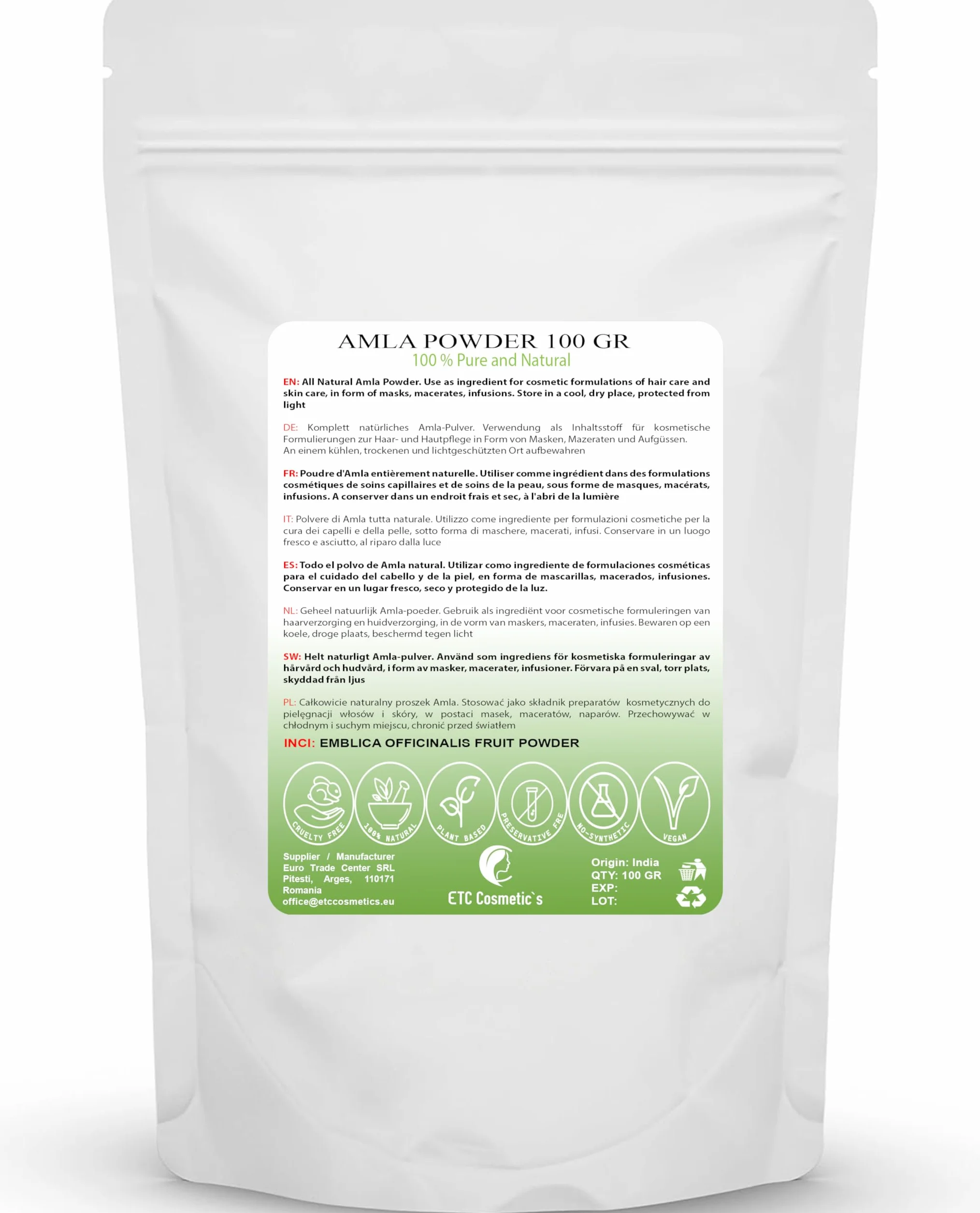 Amla proszek (AMLA POWDER) – 100 g – zwalcza wypadanie włosów, łupież i przedwczesne siwienie