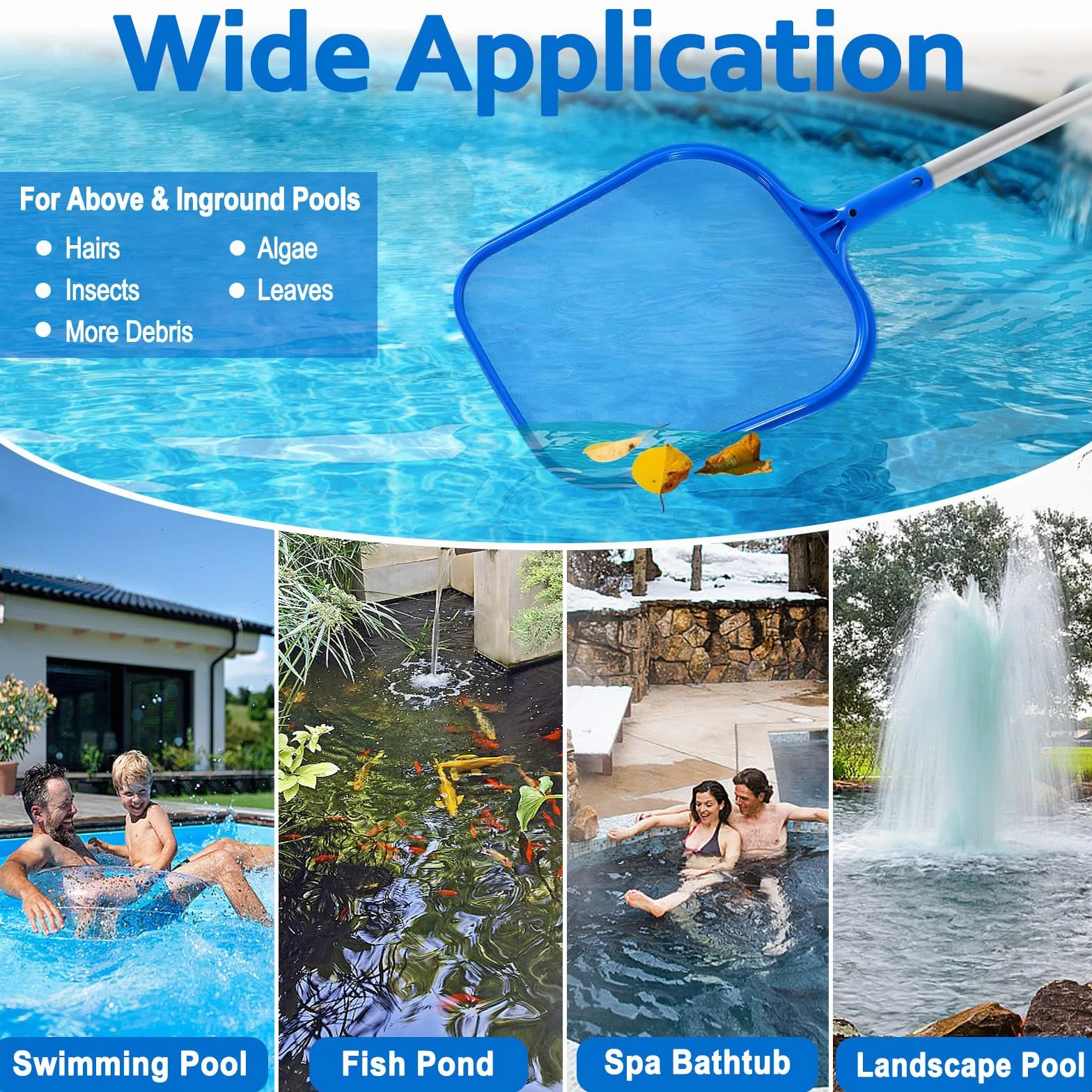 Cozii Podbierak basenowy 79-124 cm z drążkiem teleskopowym do stawu spa jacuzzi