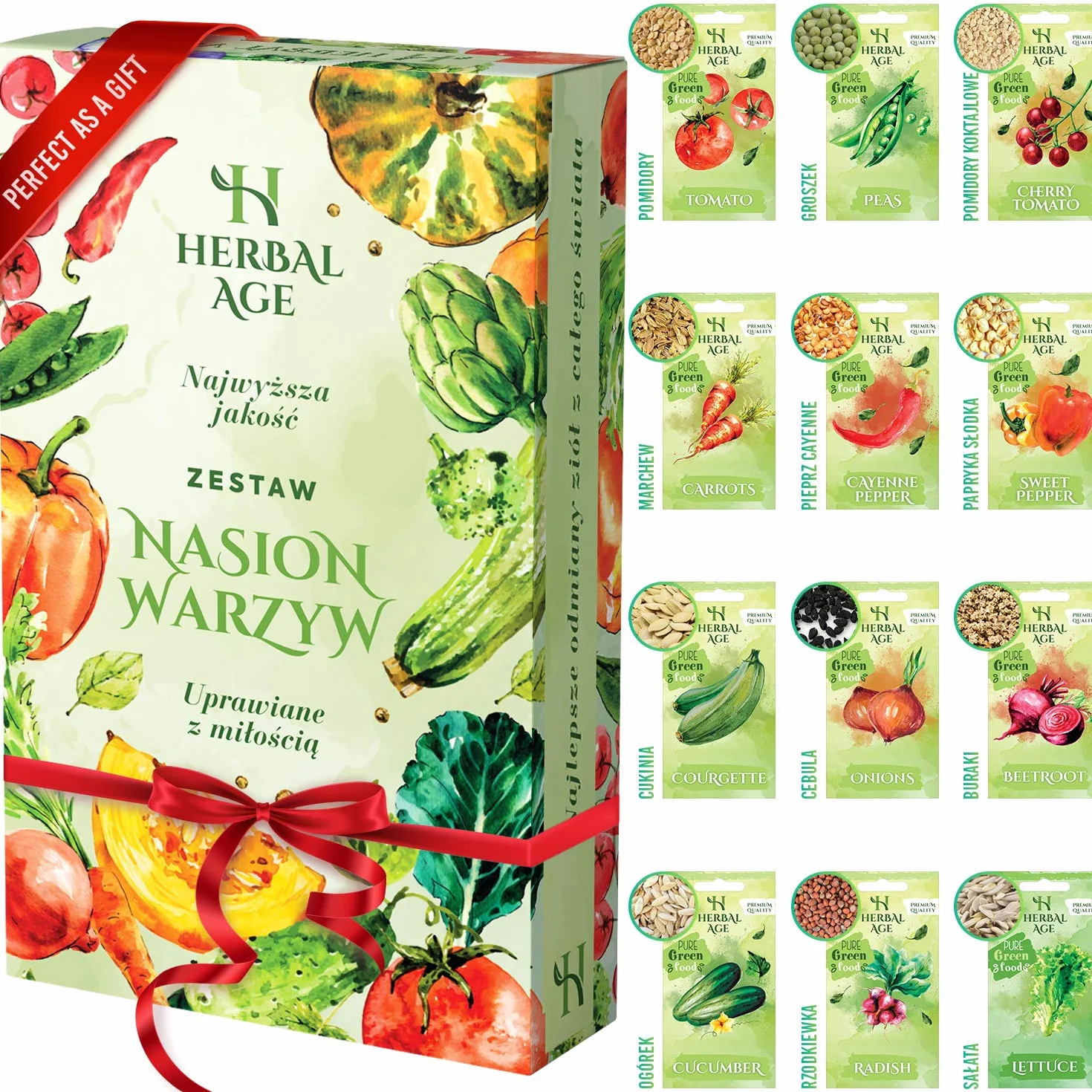 HERBAL AGE Zestaw Do Uprawy Własnych Nasion, 12 Nasion Warzyw, 5100 Roślin Heirloom
