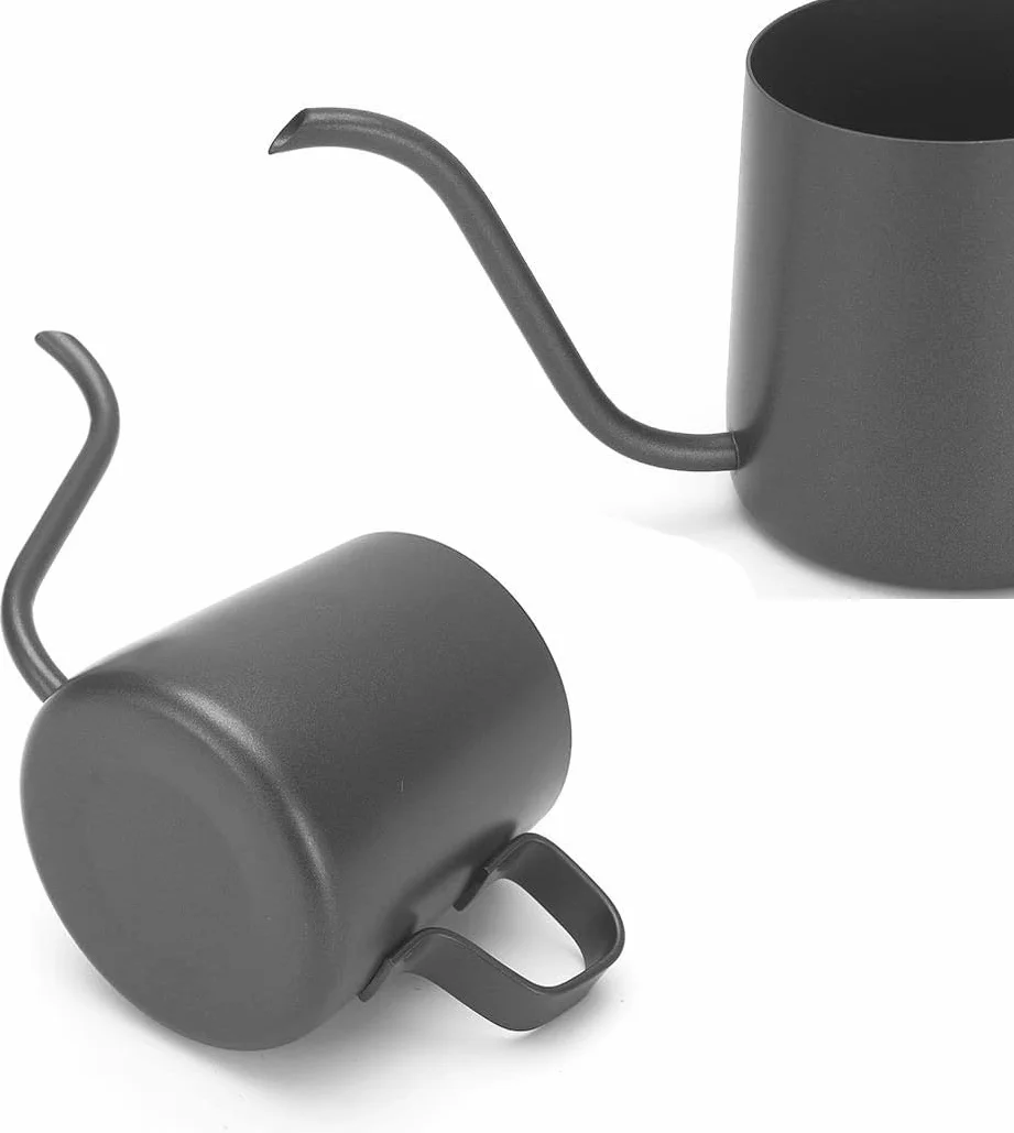 Konewka ogrodowa ze stali nierdzewnej 350 ml czarna z długim dzióbkiem