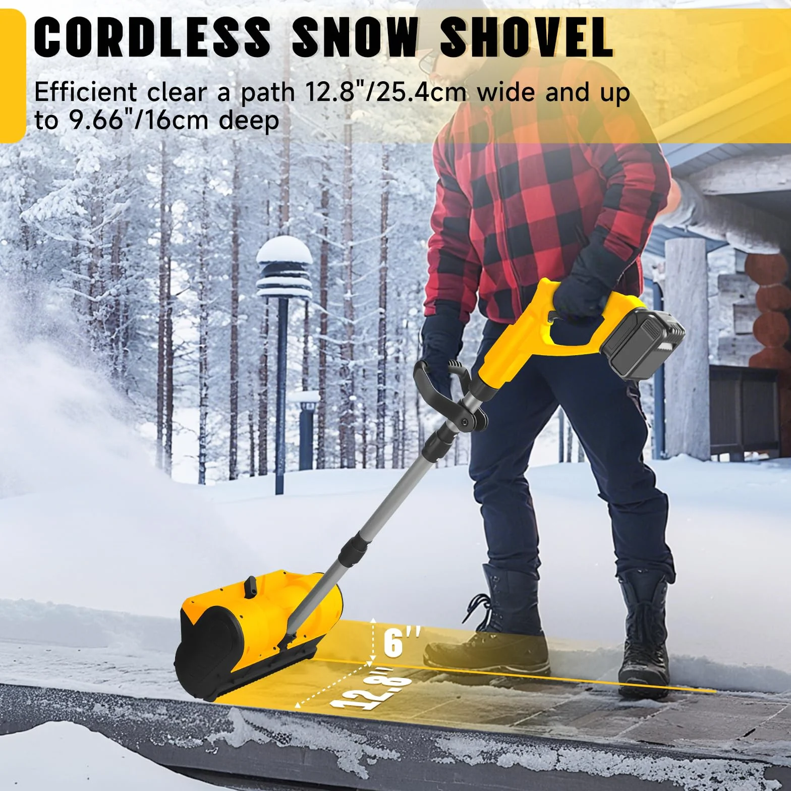 Bezprzewodowa odśnieżarka kompatybilna z akumulatorem Dewalt 20V Max, szerokość 32,5 cm, głębokość 24,5 cm, 136 kg/min, 500 W elektryczna odśnieżarka z bezszczotkowym silnikiem, zasięg wyrzutu 6 m