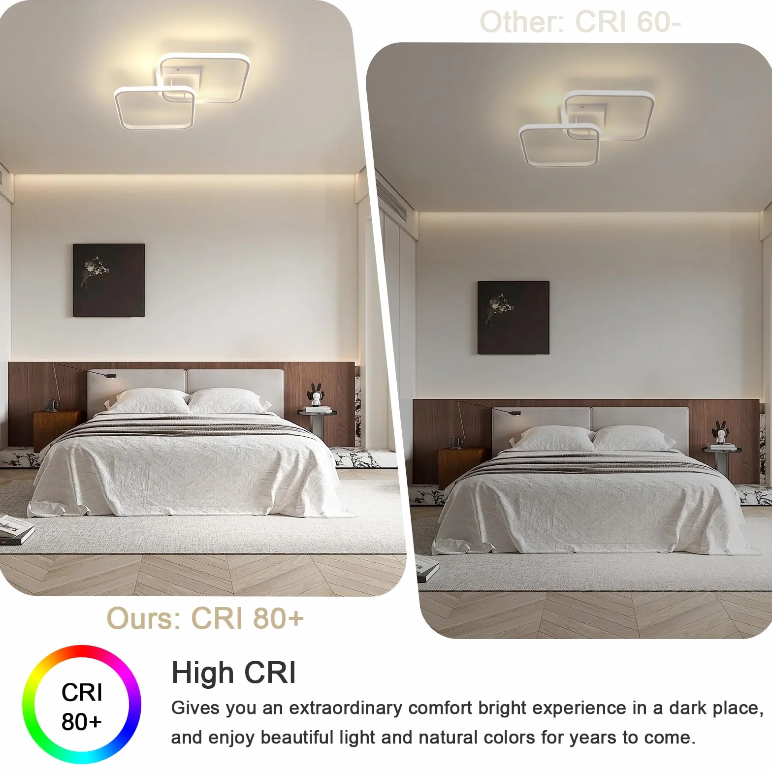 Comely Plafon LED 42W 4725LM, Kwadratowa Oprawa Sufitowa Światło Naturalne 4500K, Nowoczesny Akrylowy Plafon Salonowy Do Salonu Sypialni Kuchni Korytarza Łazienki, 64cm, Biały