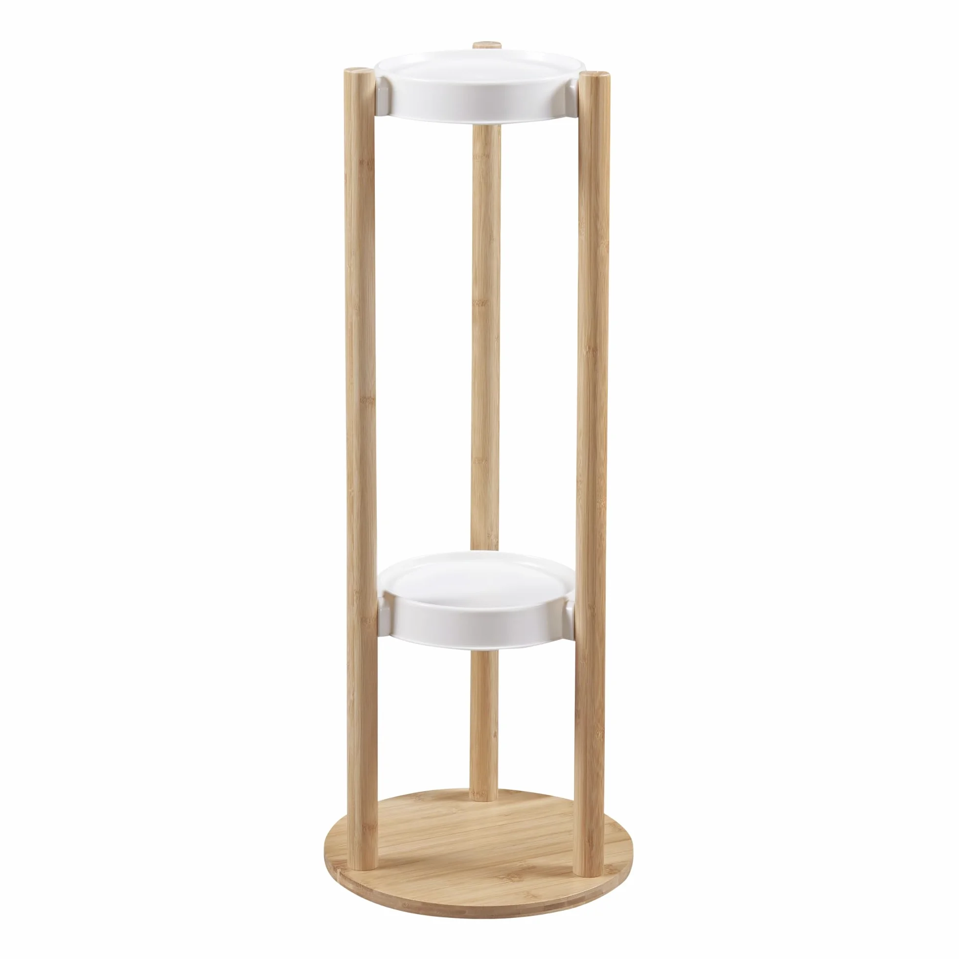 [en.casa] Stojak na rośliny "Sastamala" z 3 półkami 80 x 31 x 31 cm bambus/biały