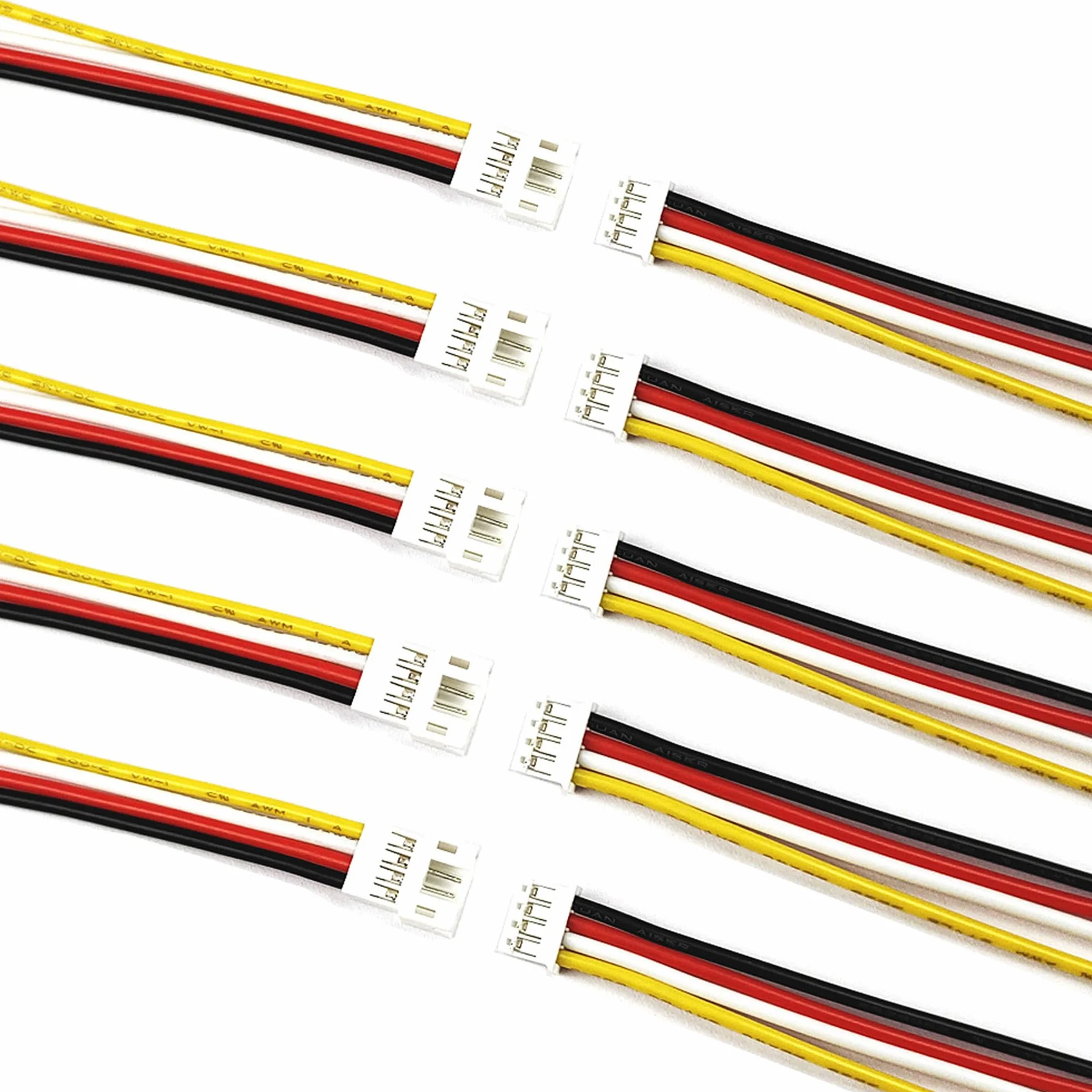 10 par mini Micro JST PH2,0 mm 4-pinowe męskie i żeńskie złącze wtykowe z 100 mm 22 AWG miękki silikonowy kabel do listwy świetlnej LED