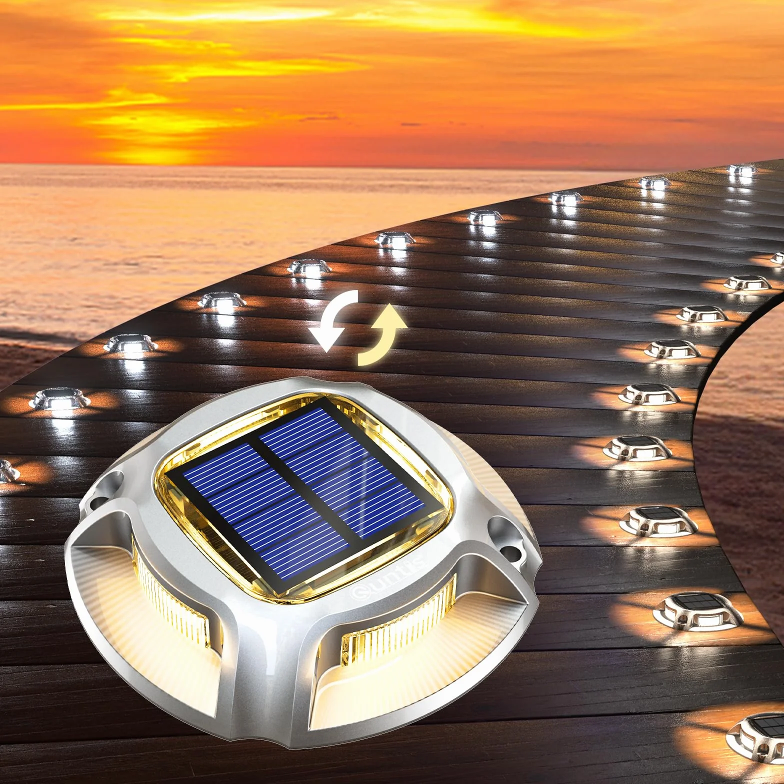 Quntis Solarne lampy podłogowe, zewnętrzne, 4 sztuki, ciepła biel/zimna biel, IP68, lampy solarne do użytku na zewnątrz, reflektor podłogowy, oświetlenie dróg, na drogę, do ogrodu, garażu