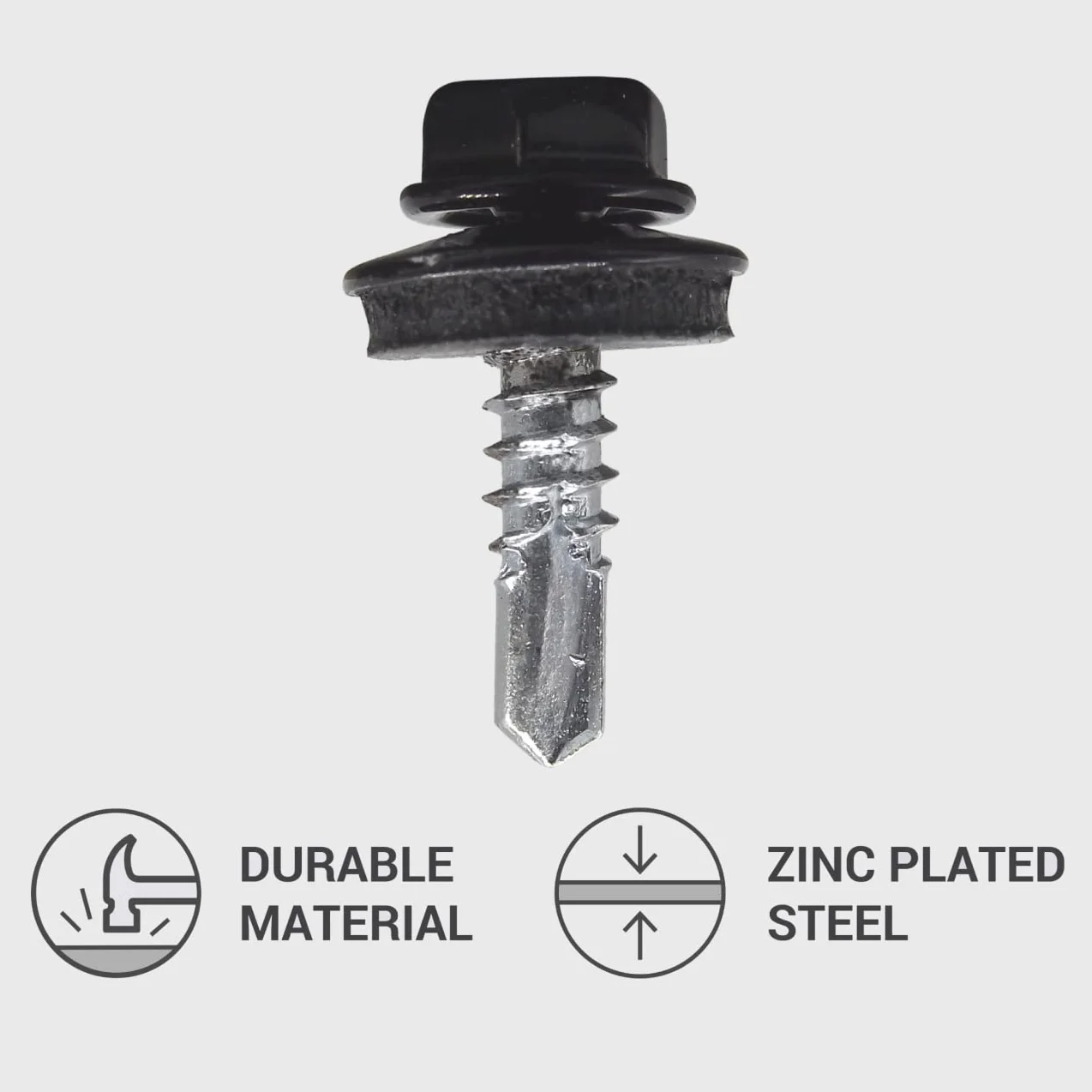 (300 sztuk) Śruby do dachów metalowych, 4,8 x 19 mm śruby samowiercające z podkładkami EPDM, lakierowana głowica podkładki, śruba z blachy metalowej (300, RAL 9005)