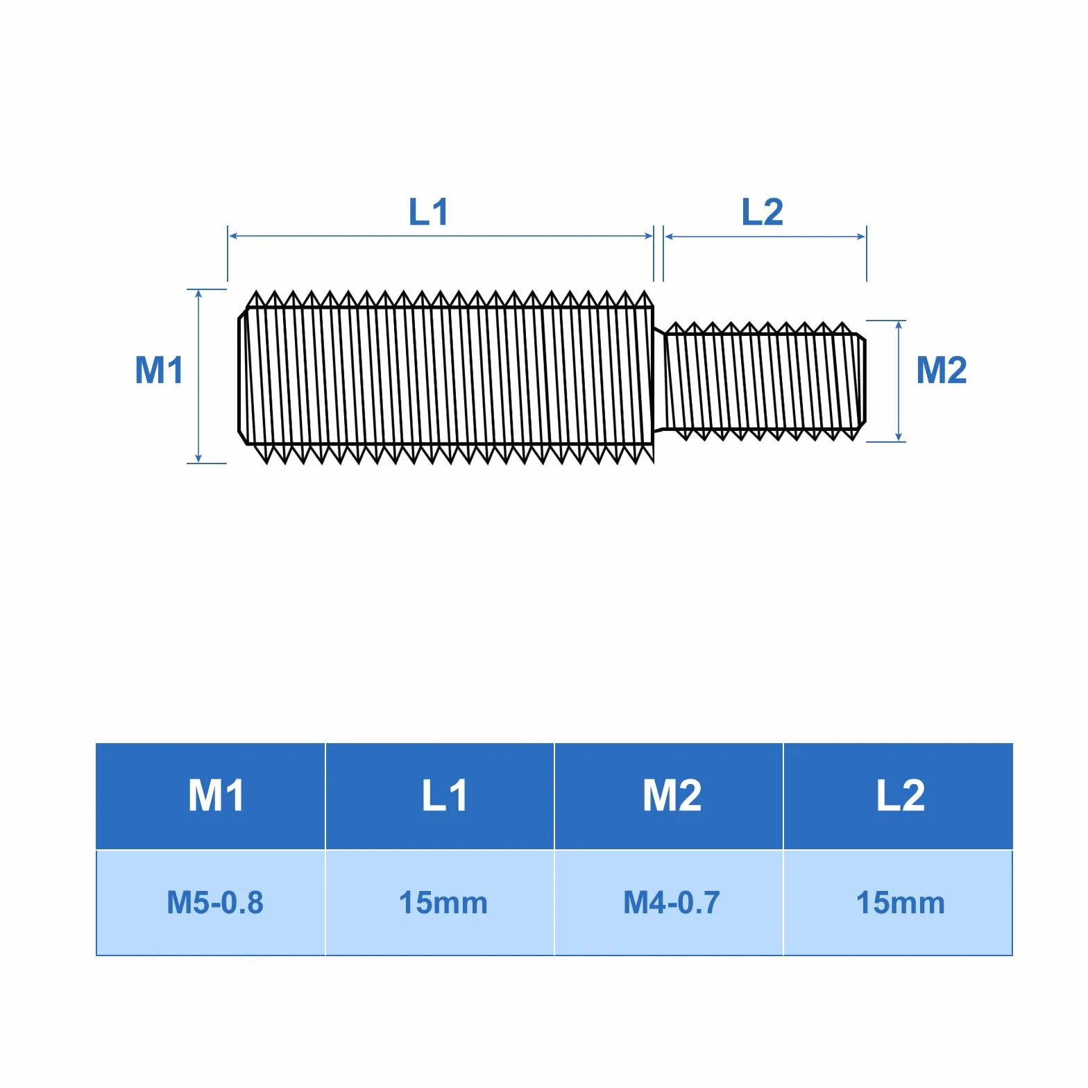 QUARKZMAN M4 x 15 mm gwint podwójny trzpień do M5x15mm, 9 szt. Adapter redukcyjny ze stali nierdzewnej 304 do montażu mebli i maszyn