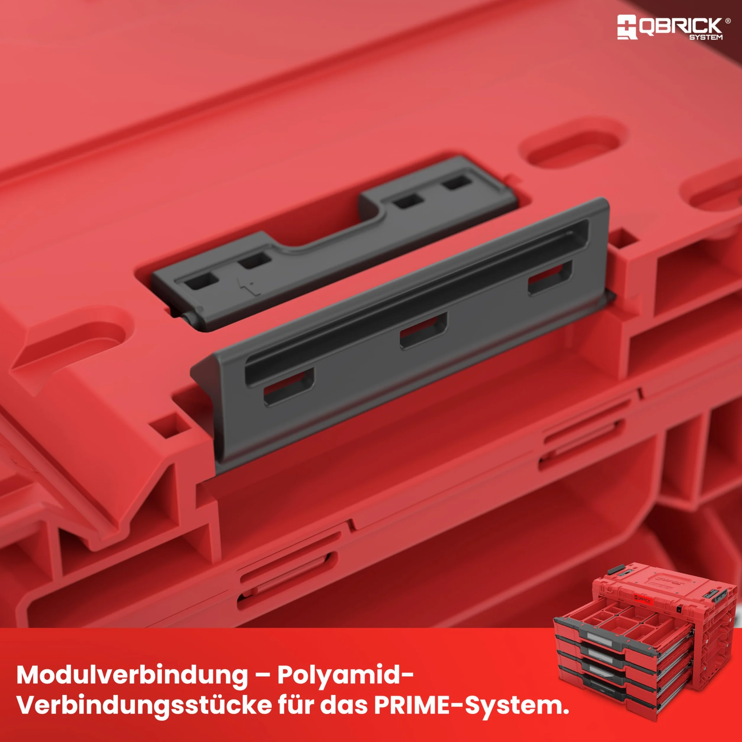 Qbrick System Pusta skrzynka narzędziowa - 4 przegródki - walizka narzędziowa - 542 x 335 x 369 mm czerwona