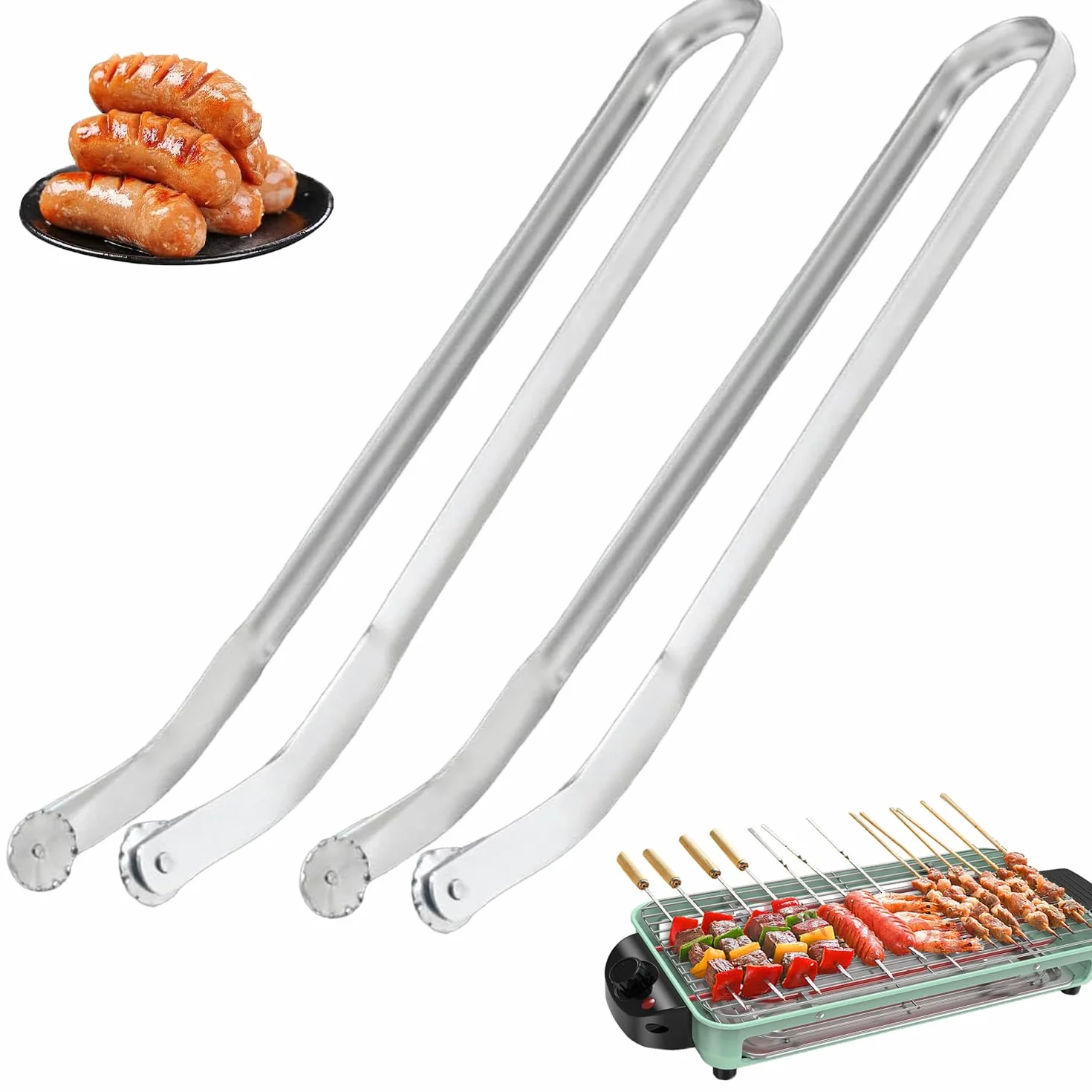 Szczypce do grilla 38 cm, 2 sztuki, z kółkami