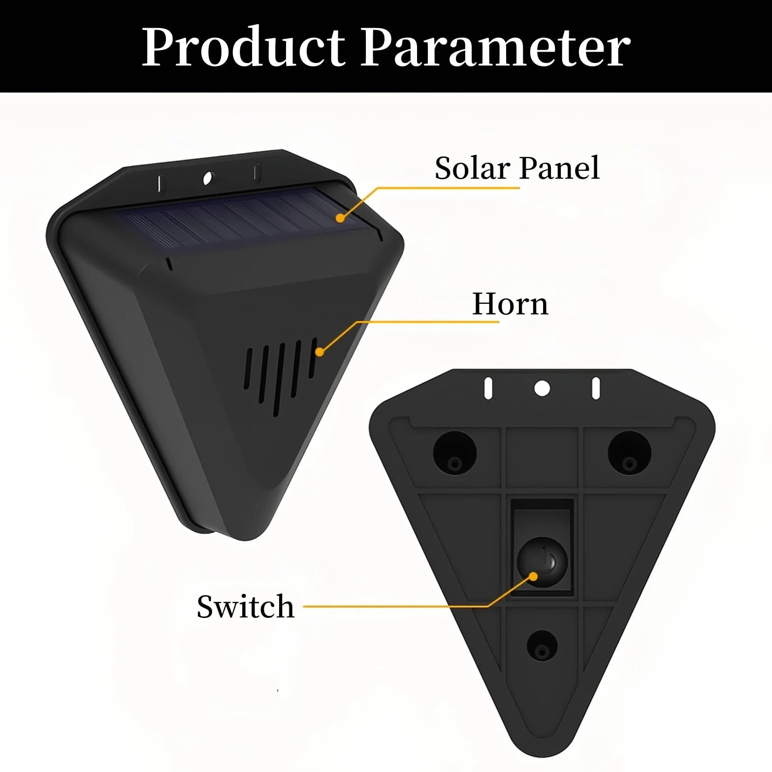 Zasilany energią słoneczną Solarny odstraszacz ptaków Alarm IP55 Wodoodporny 360 ° Wodoodporny Zintegrowana ochrona Wiele dźwięków Odstraszanie ptaków Wrogie rogi Nadaje się do patio