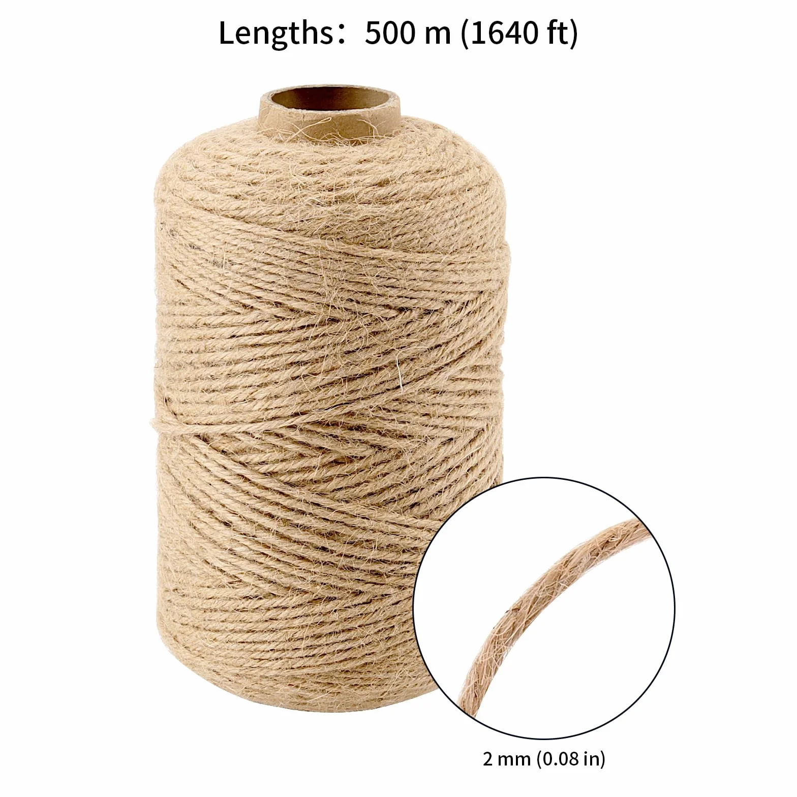3 sztuki sznurka jutowego 500 m x 2 mm, sznurek jutowy pleciony, sznurek do ogrodu, sznurek pakowy, sznurek do majsterkowania na rzeczy domowe, rzemiosło artystyczne, praca w ogrodzie