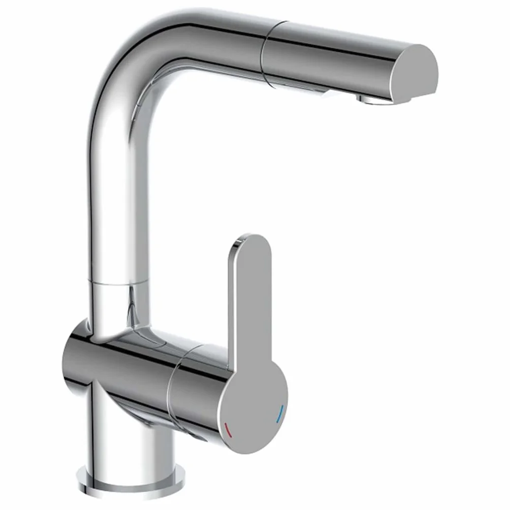 SCHÜTTE 79710 bateria umywalkowa London, bateria łazienkowa, jednouchwytowa z prysznicem i zestawem odpływowym, chromowana